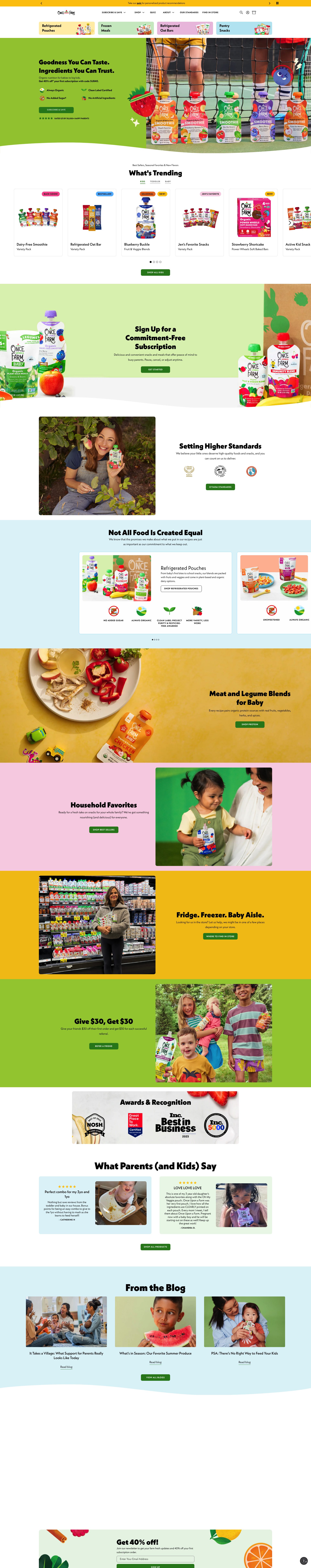 Once Upon a Farm homepage