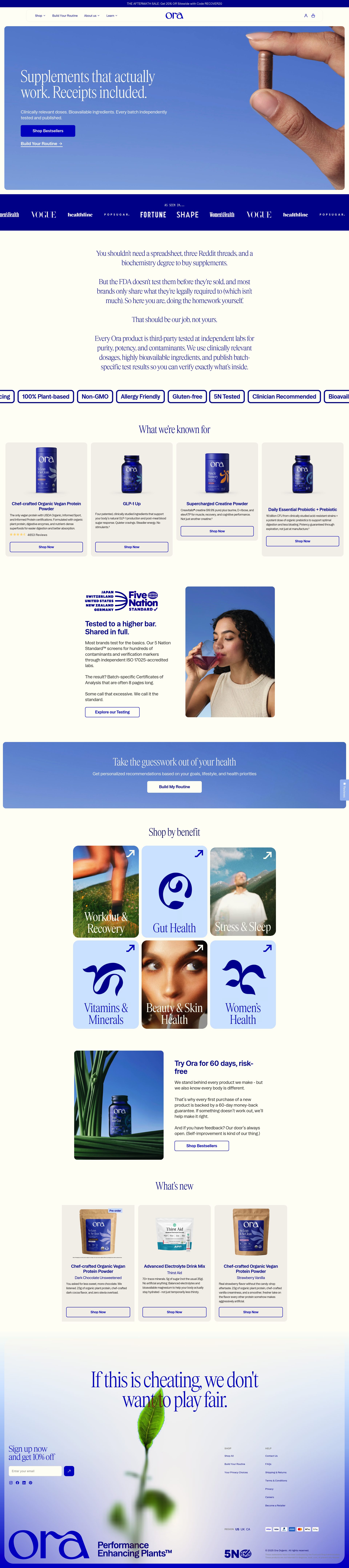 Ora Organic homepage