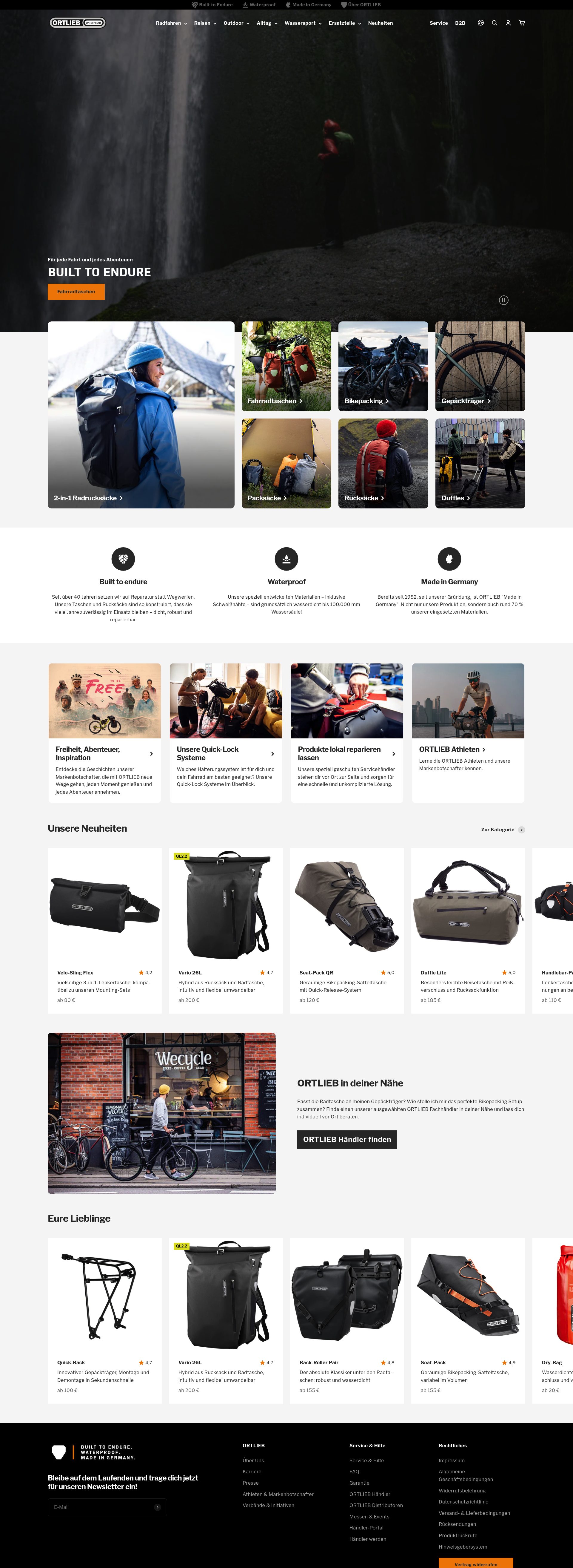 Ortlieb homepage screenshot