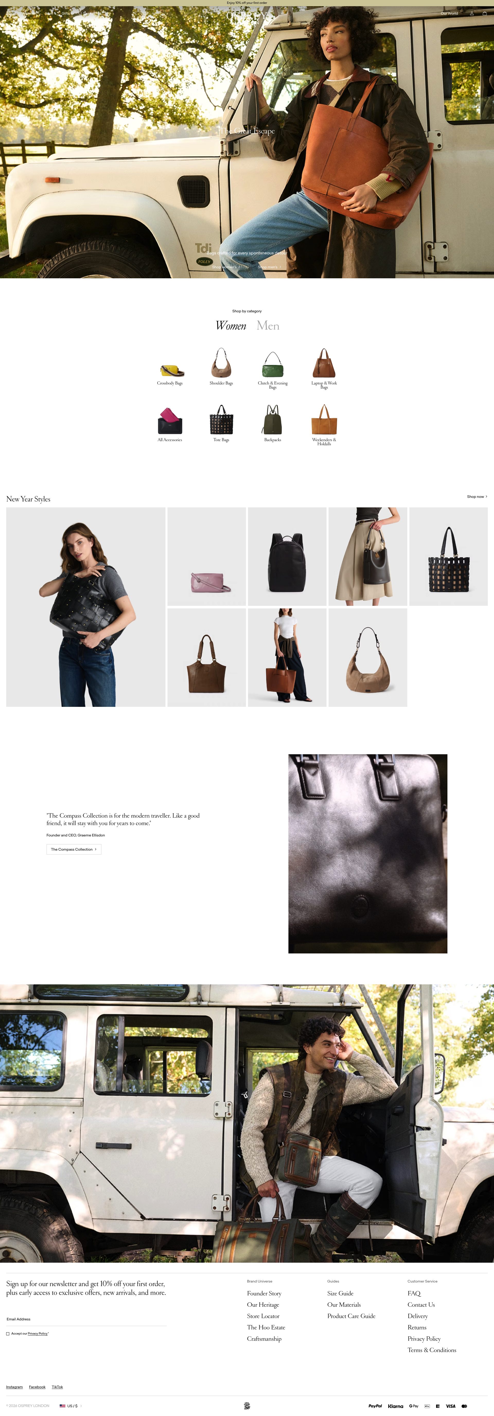 Osprey London homepage screenshot