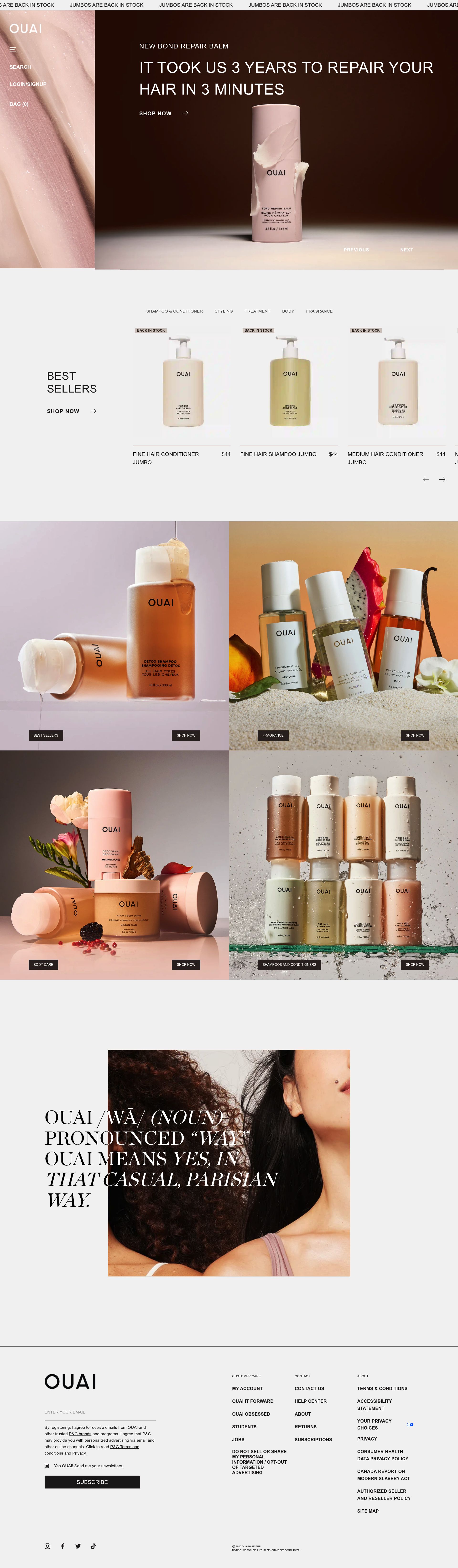 Ouai homepage screenshot