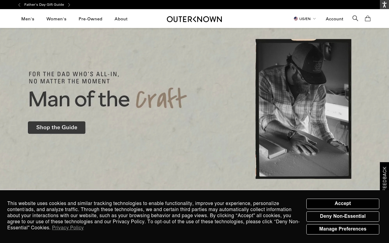 Outerknown homepage
