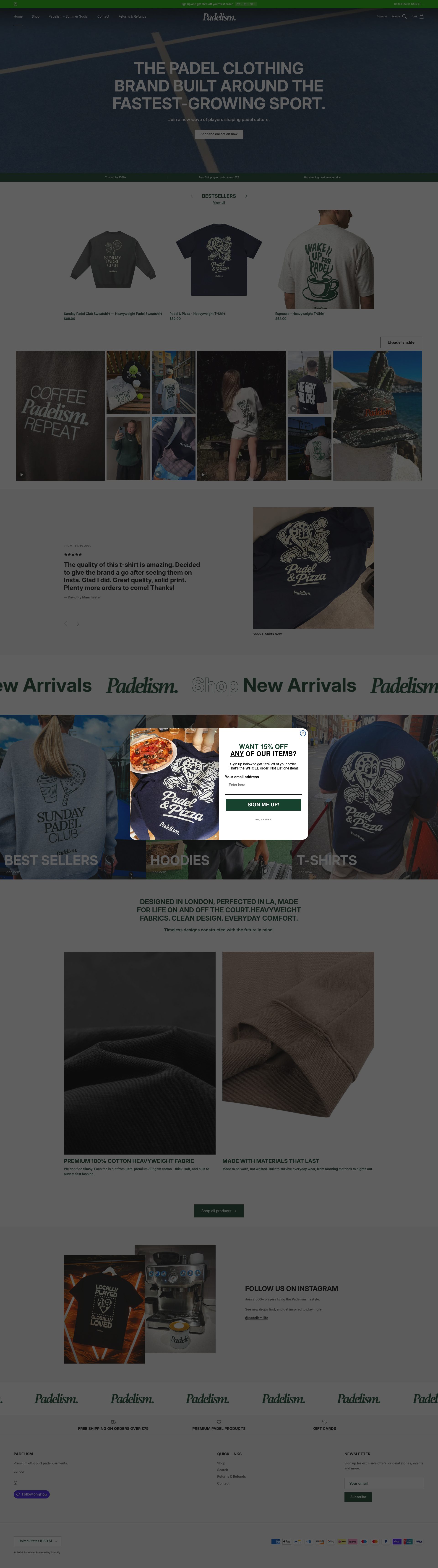 Padelism homepage screenshot