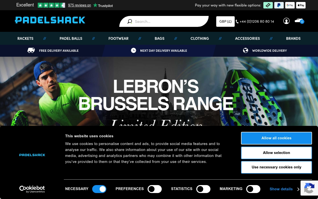 Padel Shack homepage