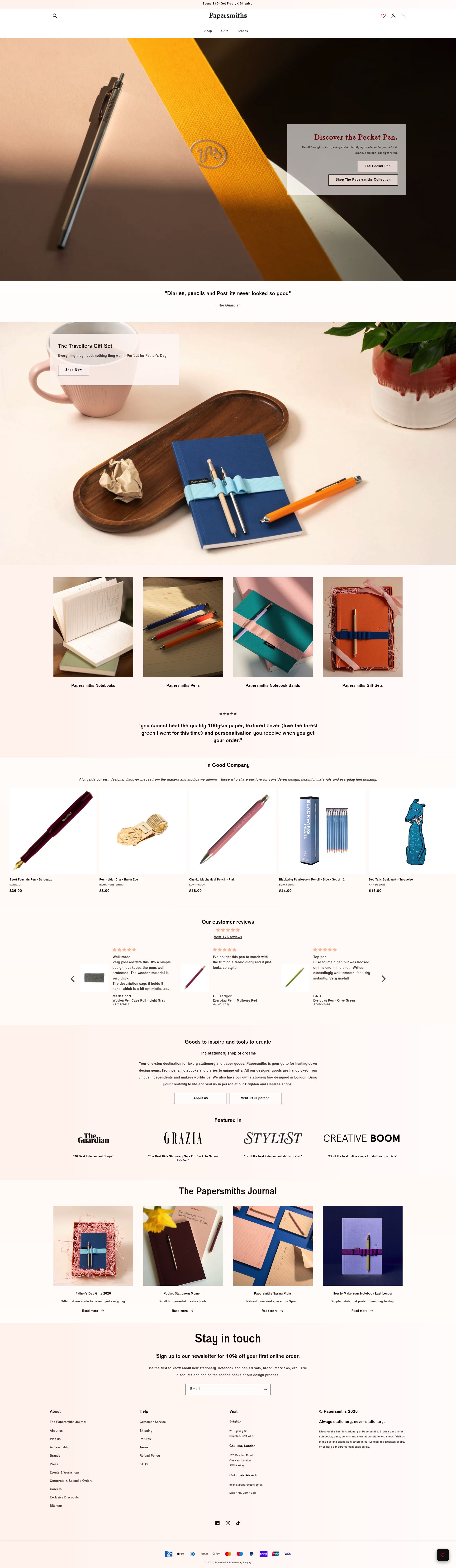Papersmiths homepage screenshot