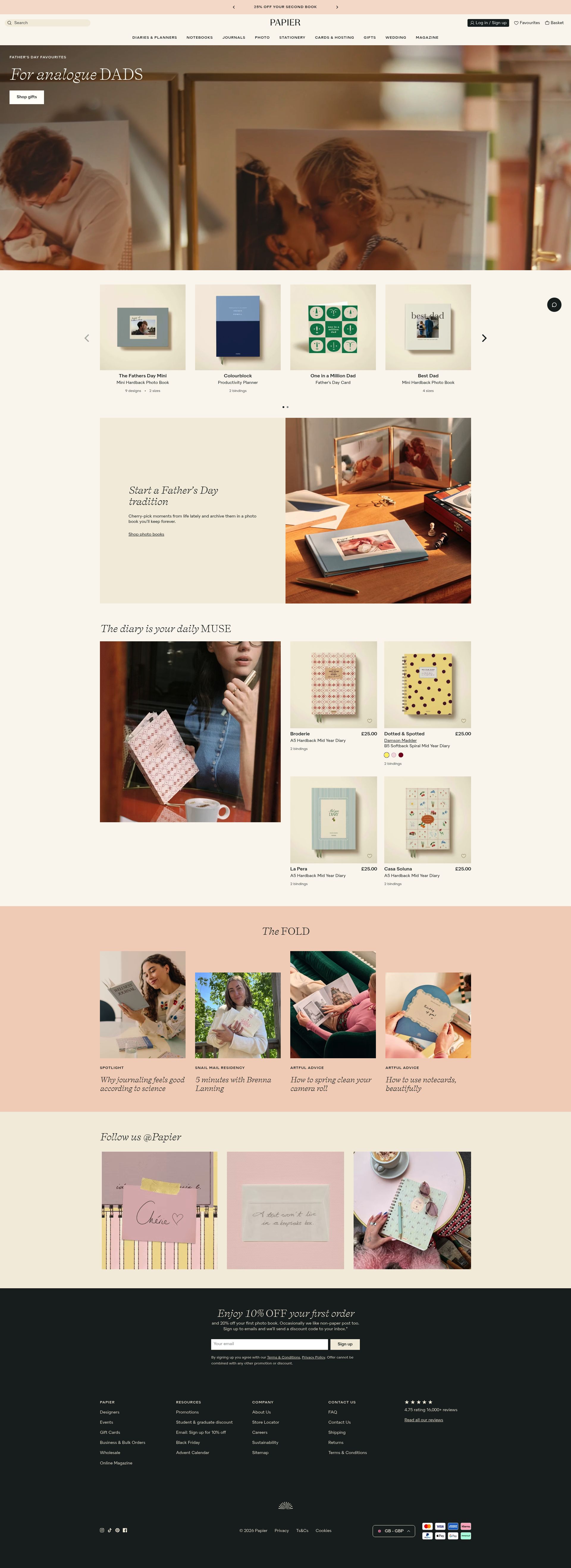 Papier homepage screenshot