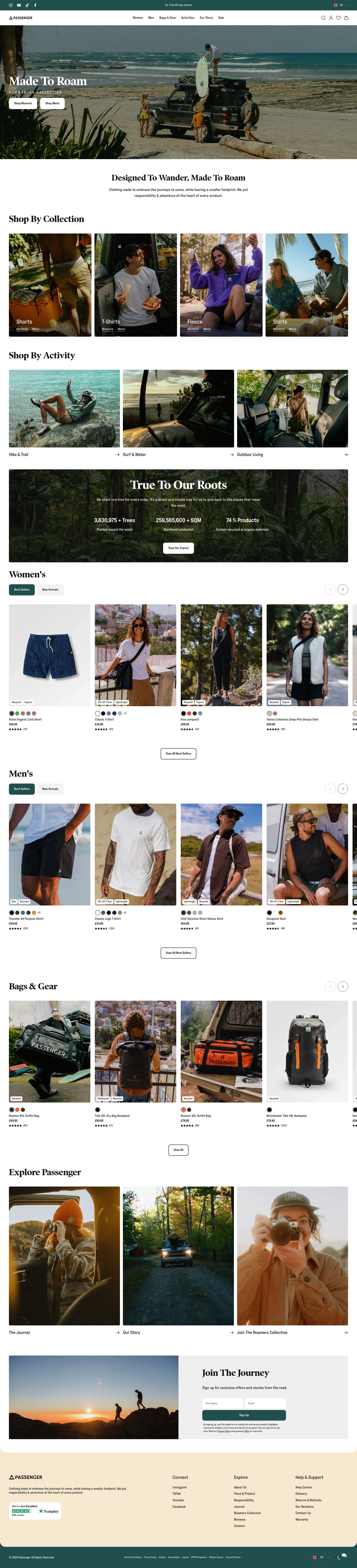 Passenger Clothing homepage