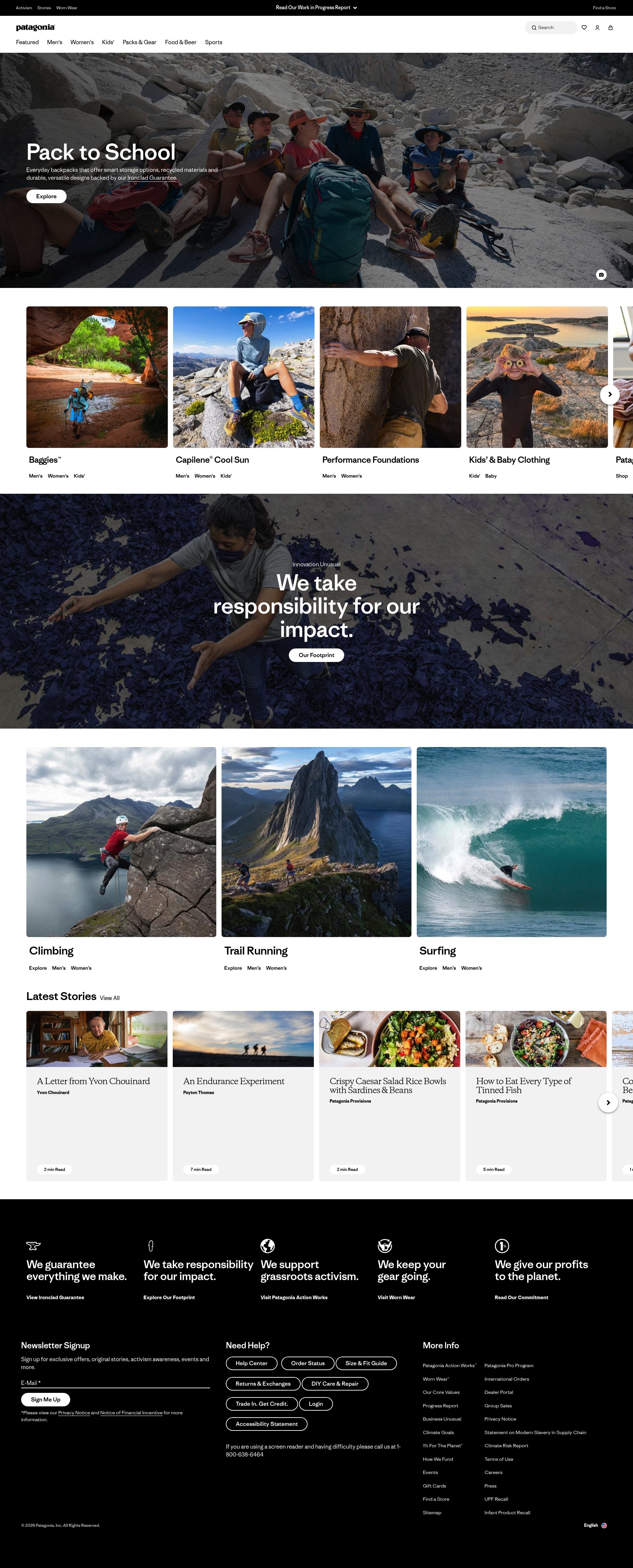 Patagonia homepage screenshot