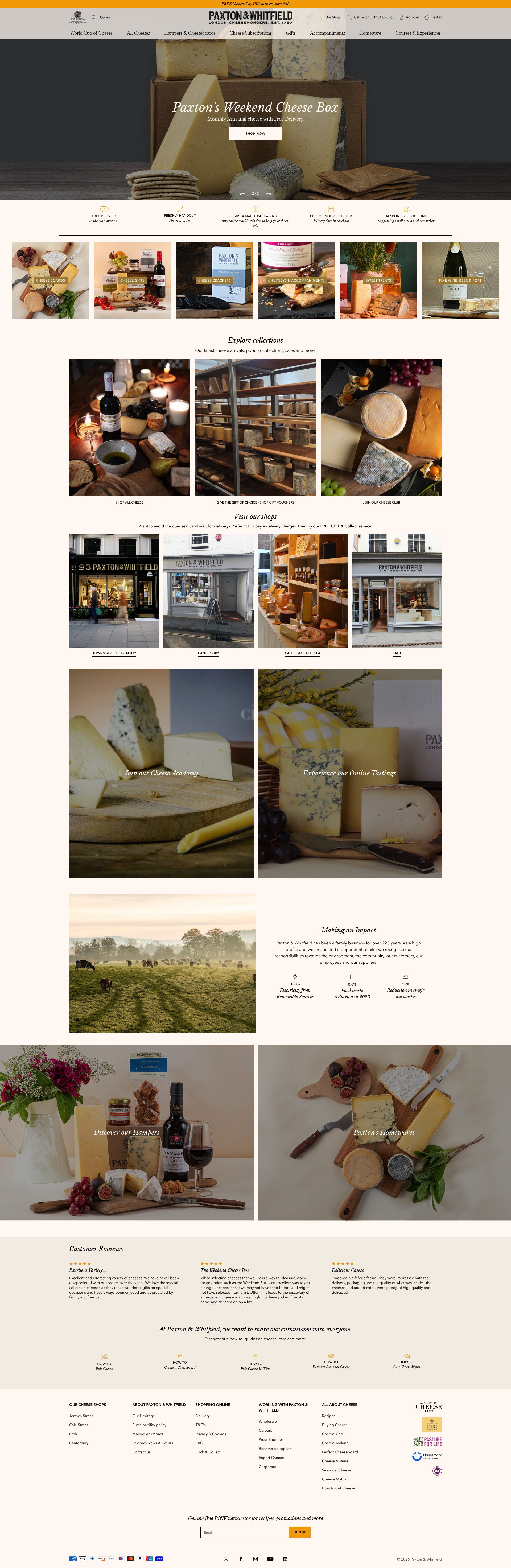 Paxton & Whitfield homepage