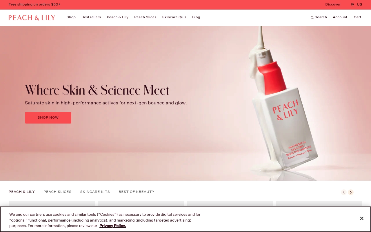 Peach & Lily homepage