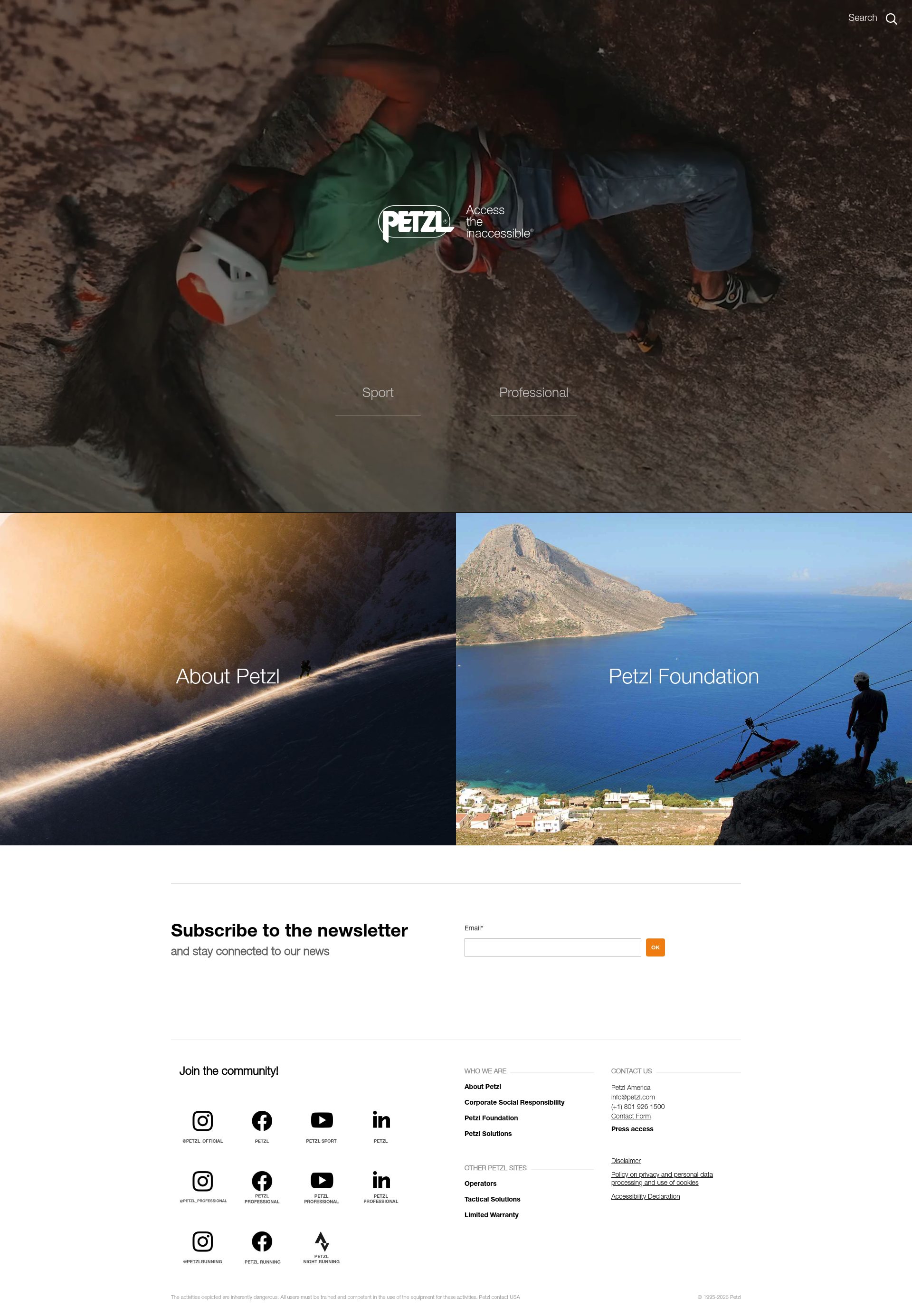 Petzl homepage