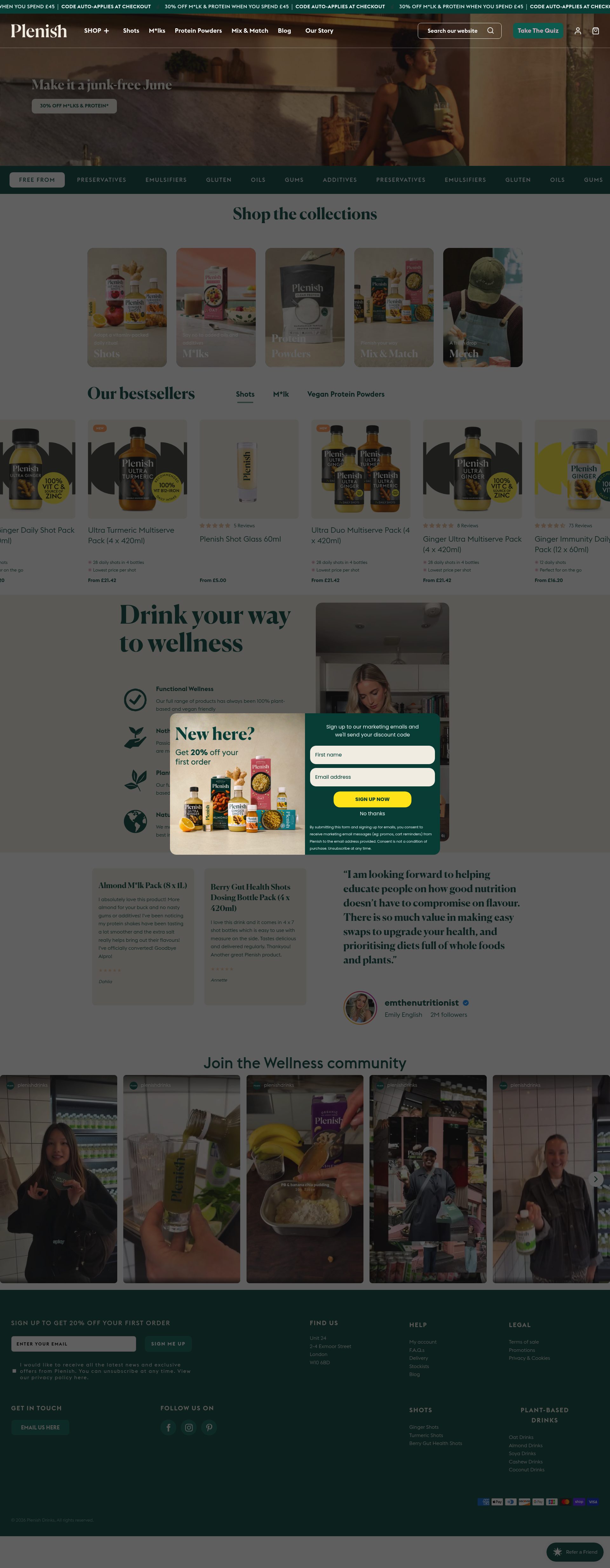 Plenish homepage