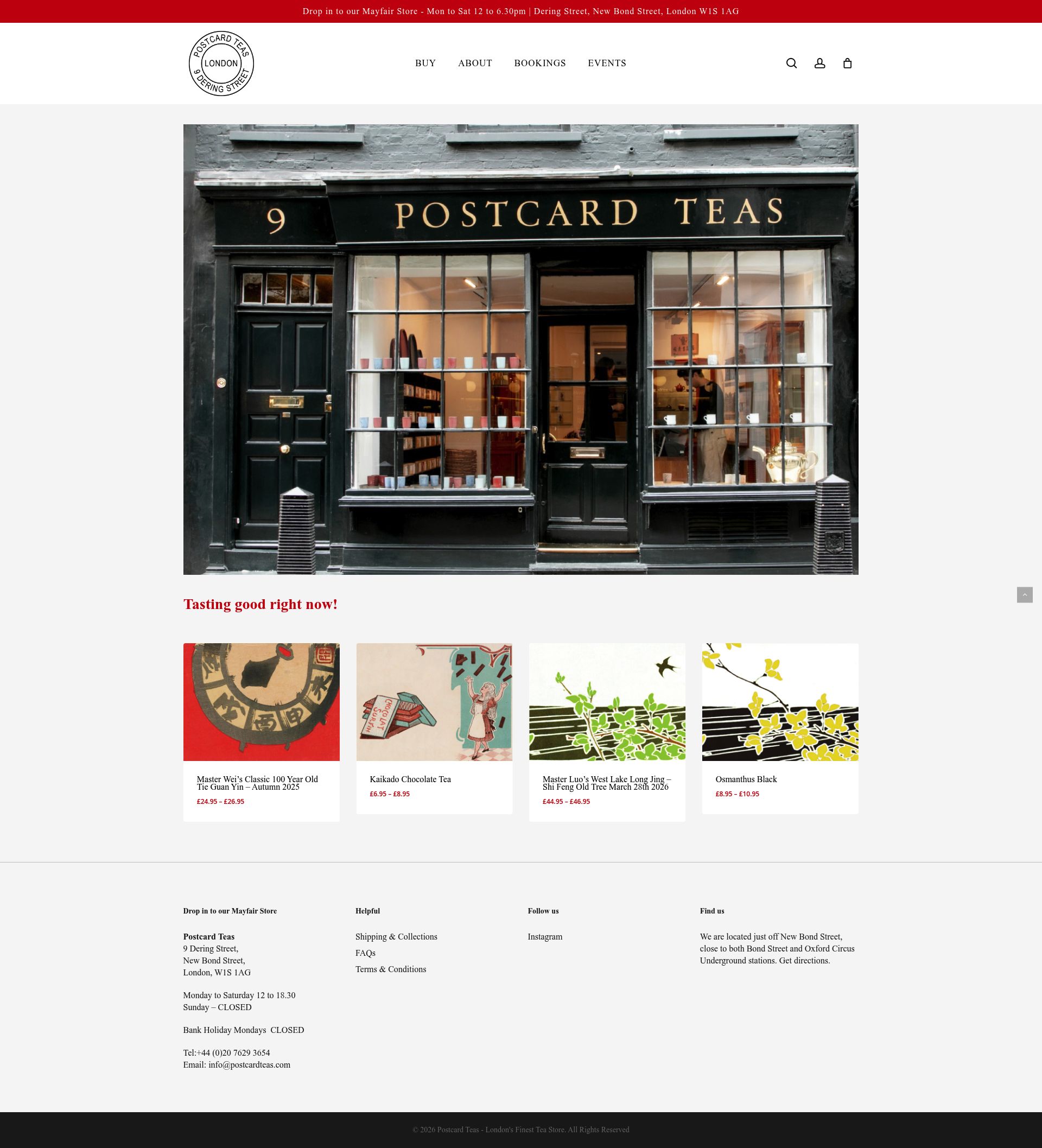 Postcard Teas homepage screenshot