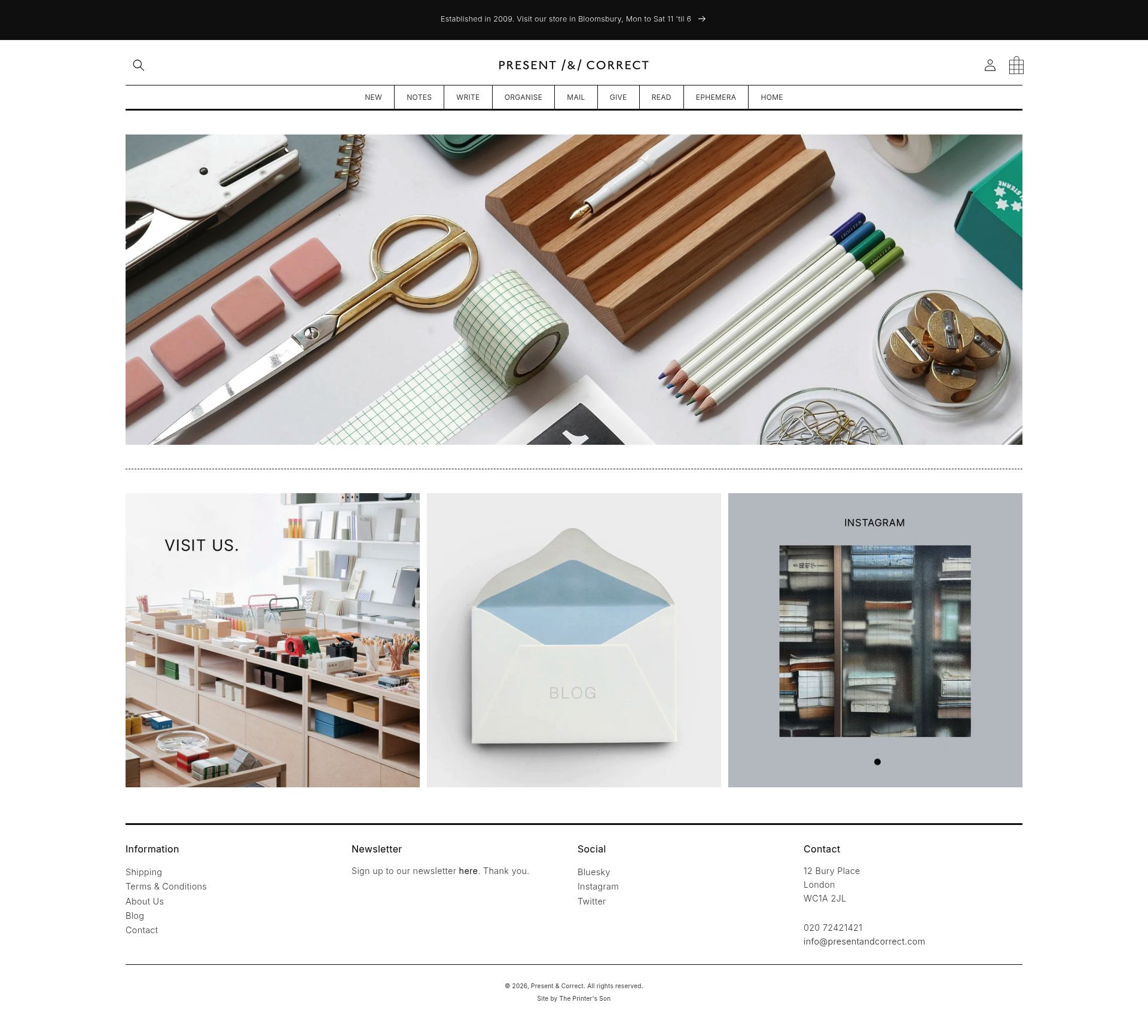 Present And Correct homepage screenshot