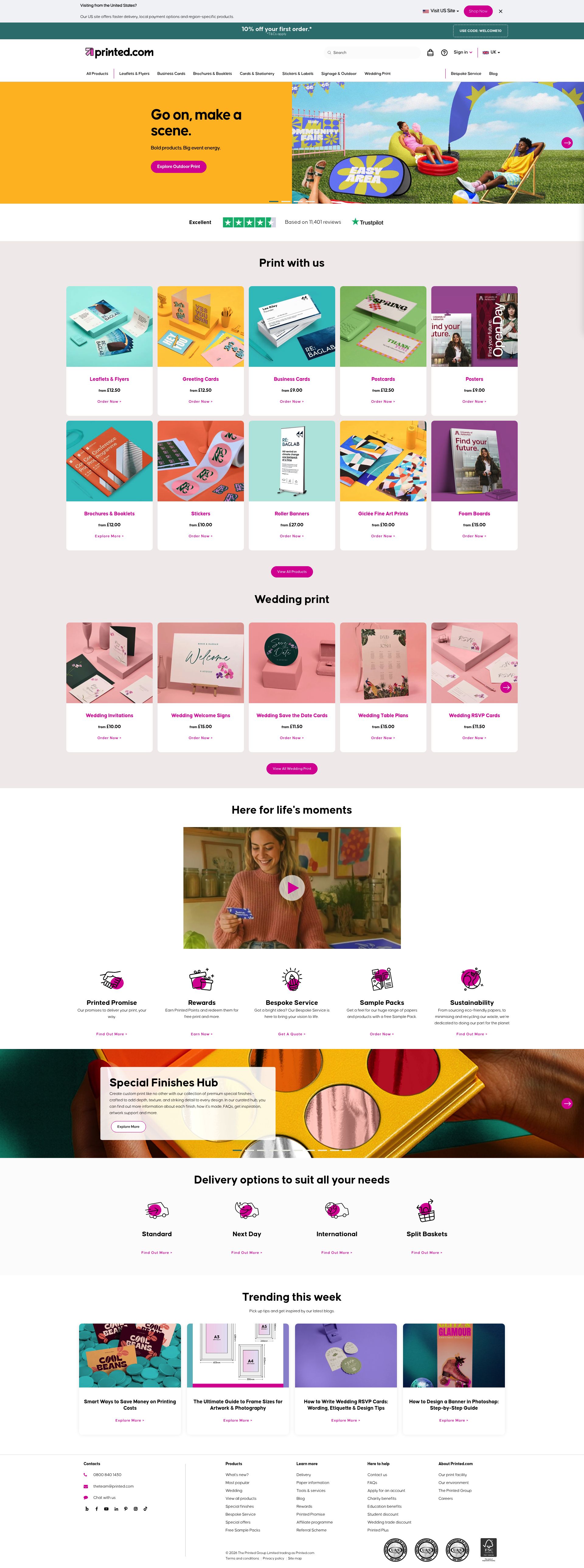 Printed Com homepage screenshot