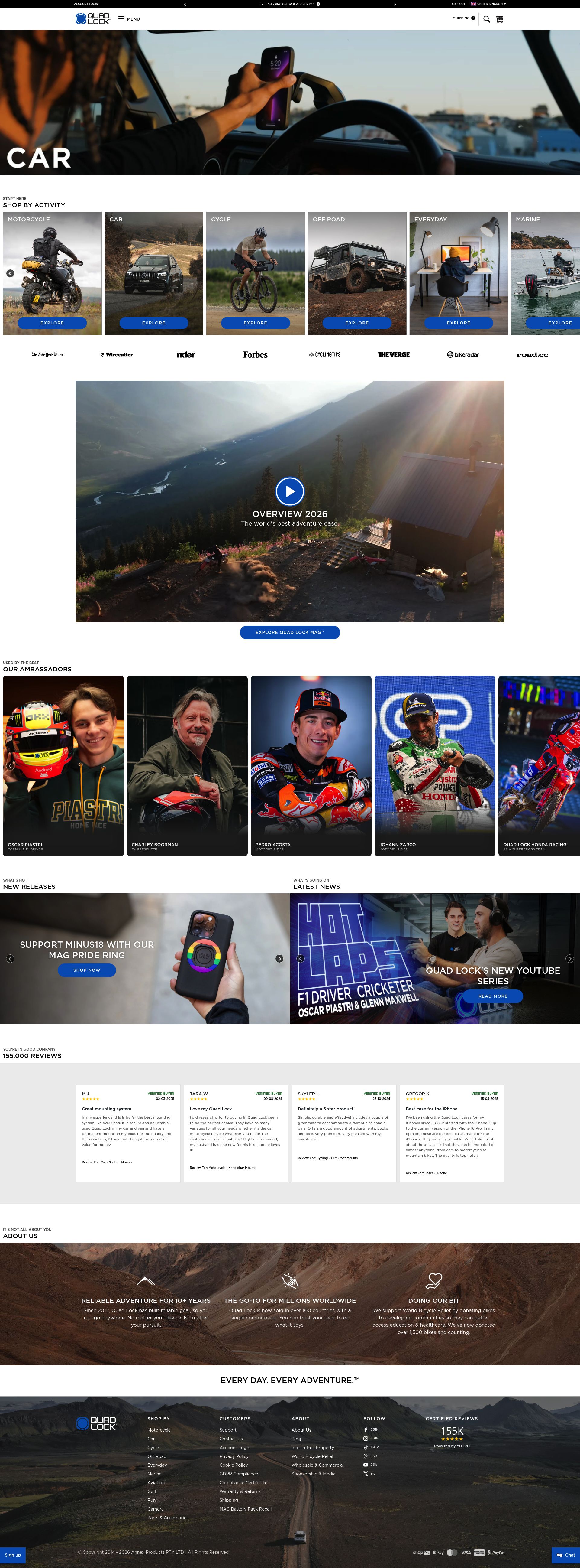 Quad Lock Uk homepage screenshot