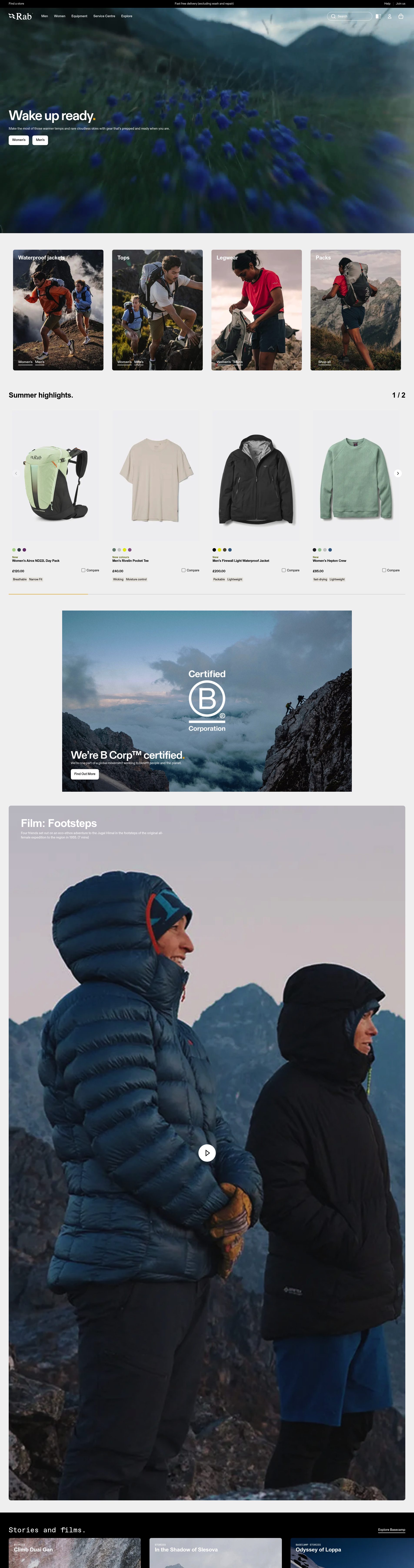 Rab homepage screenshot