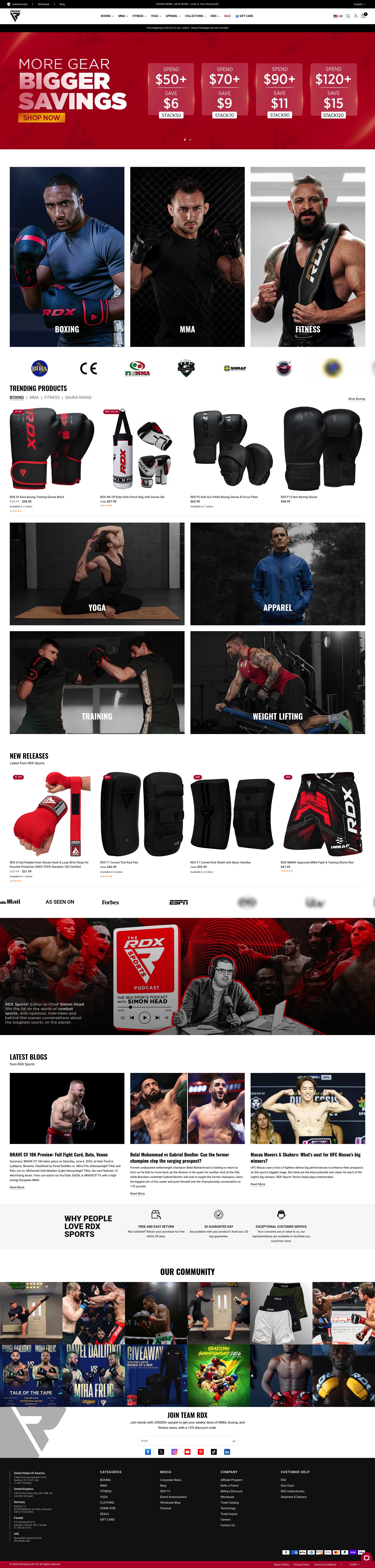 Rdx Sports homepage screenshot