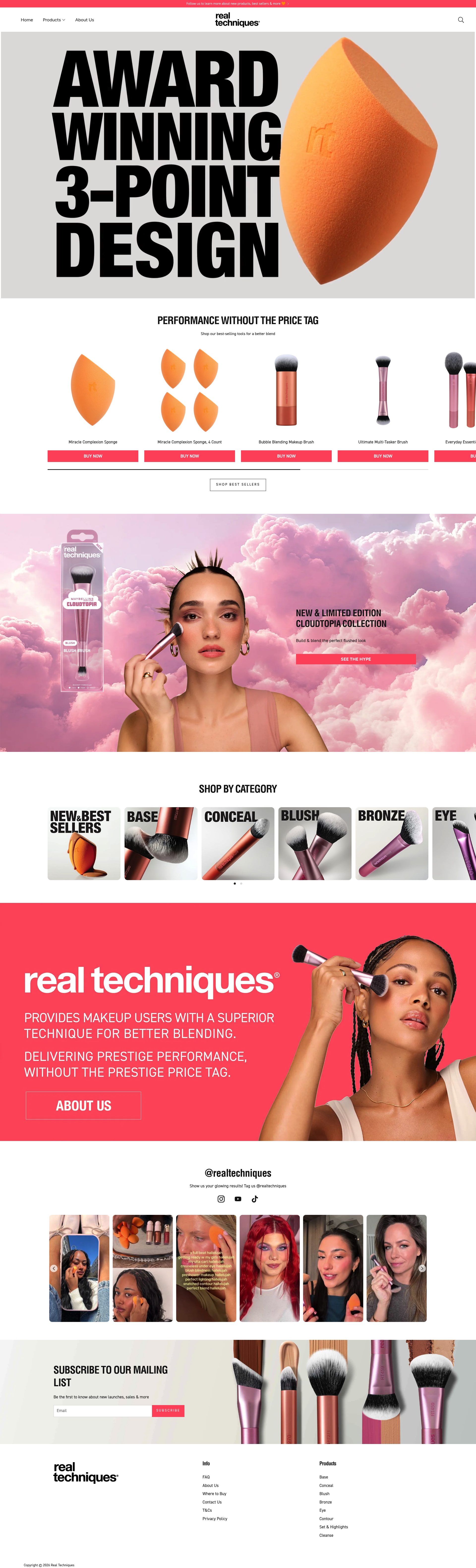 Real Techniques homepage