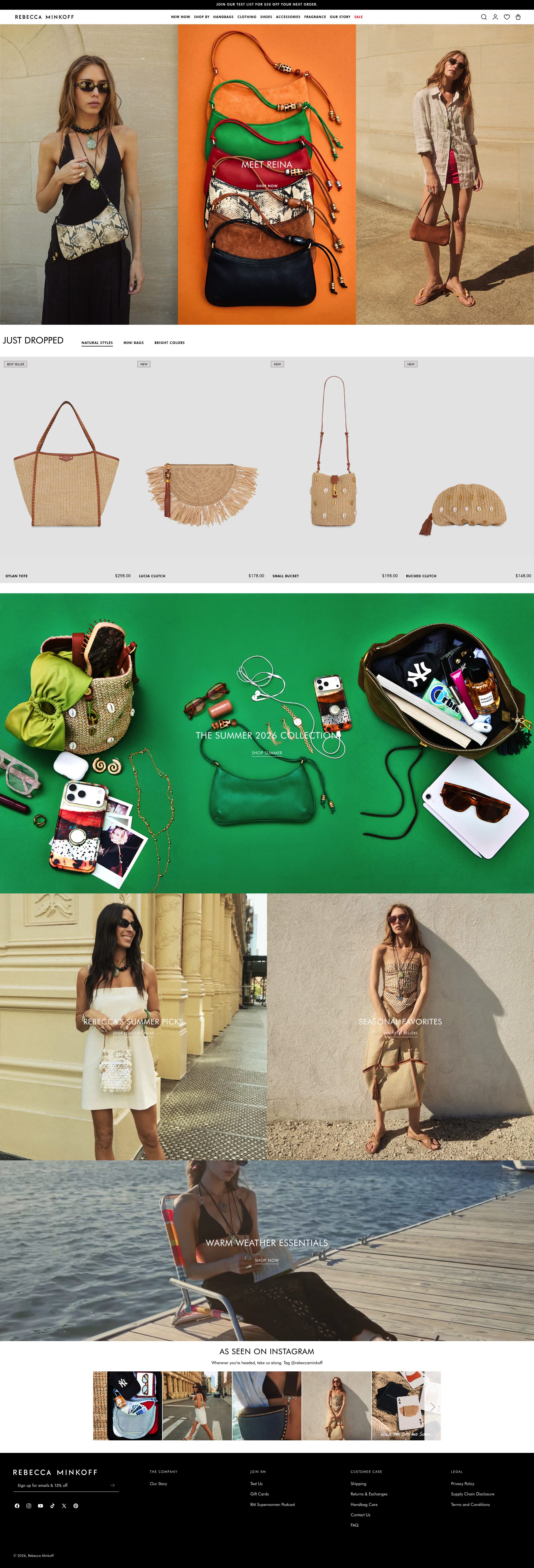 Rebecca Minkoff homepage screenshot