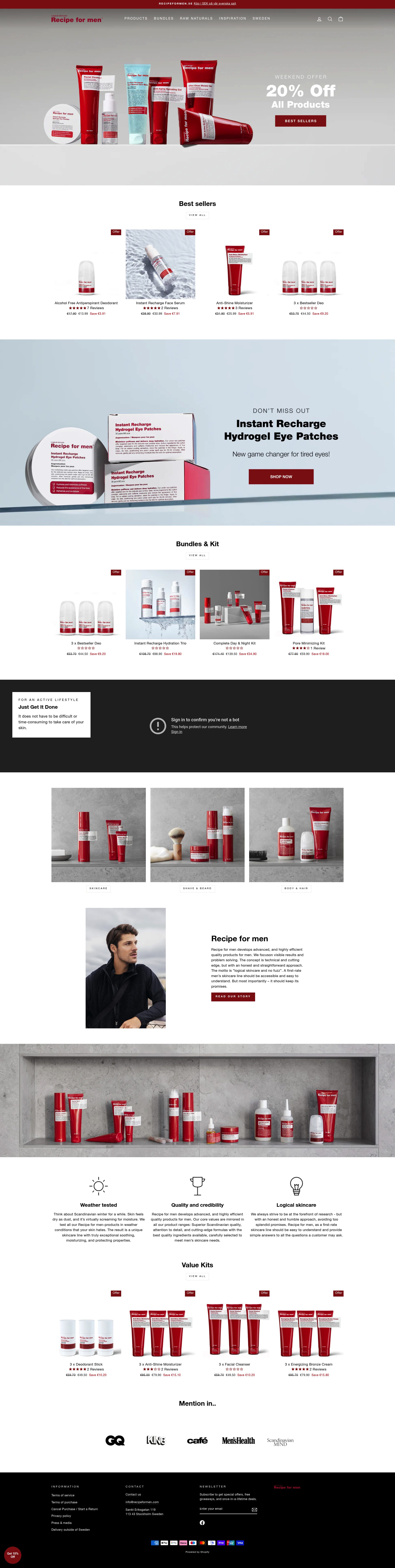 Recipe For Men homepage screenshot