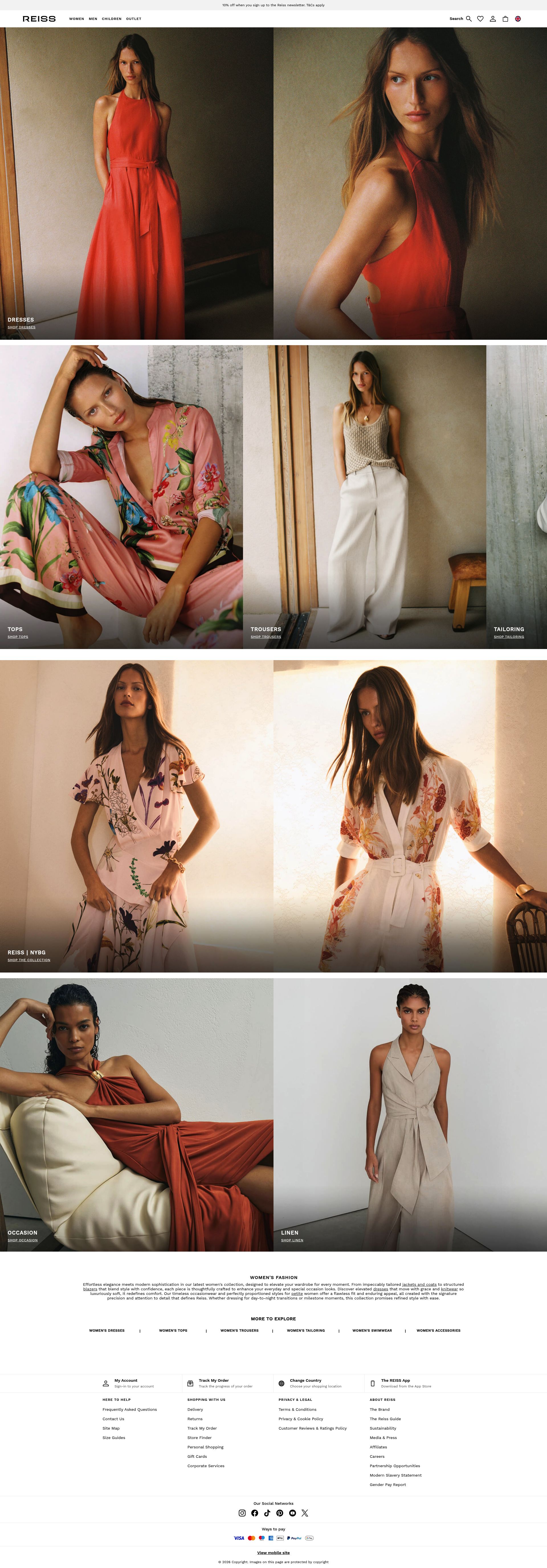 Reiss Womenswear homepage screenshot