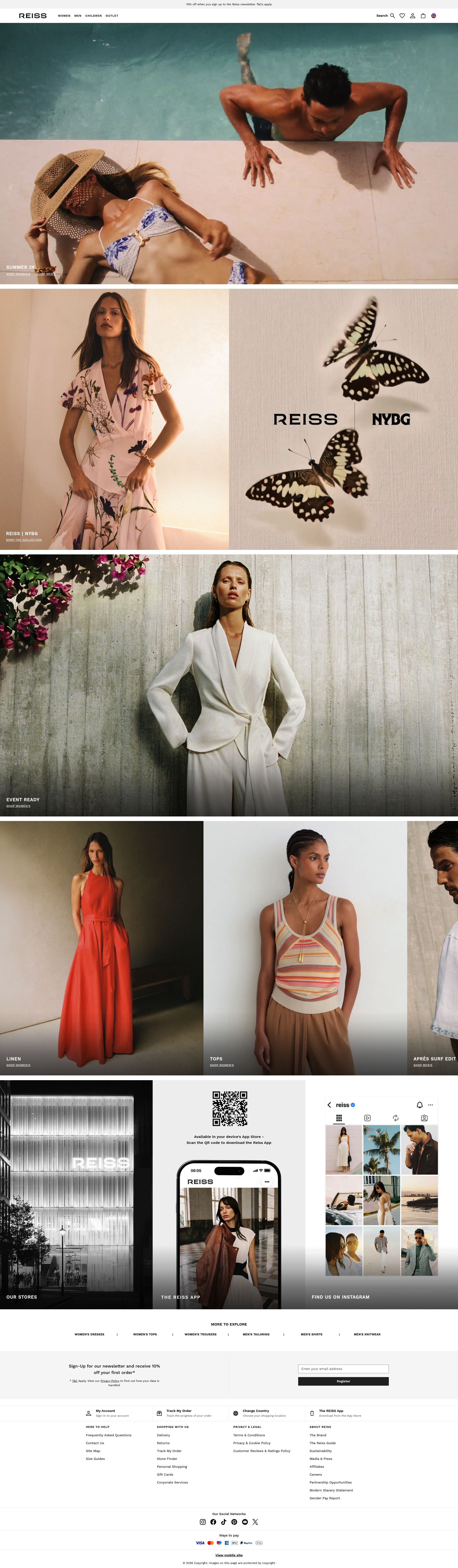Reiss homepage screenshot
