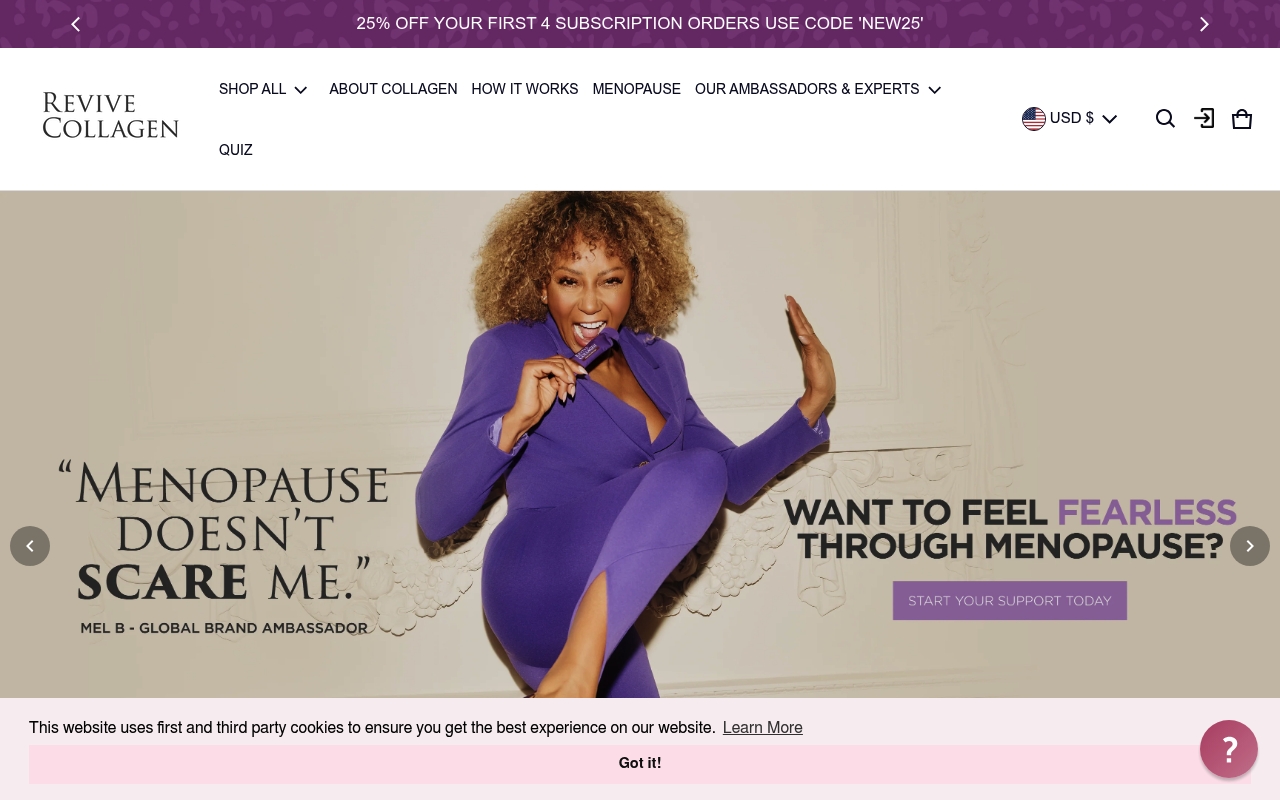 Revive Collagen homepage