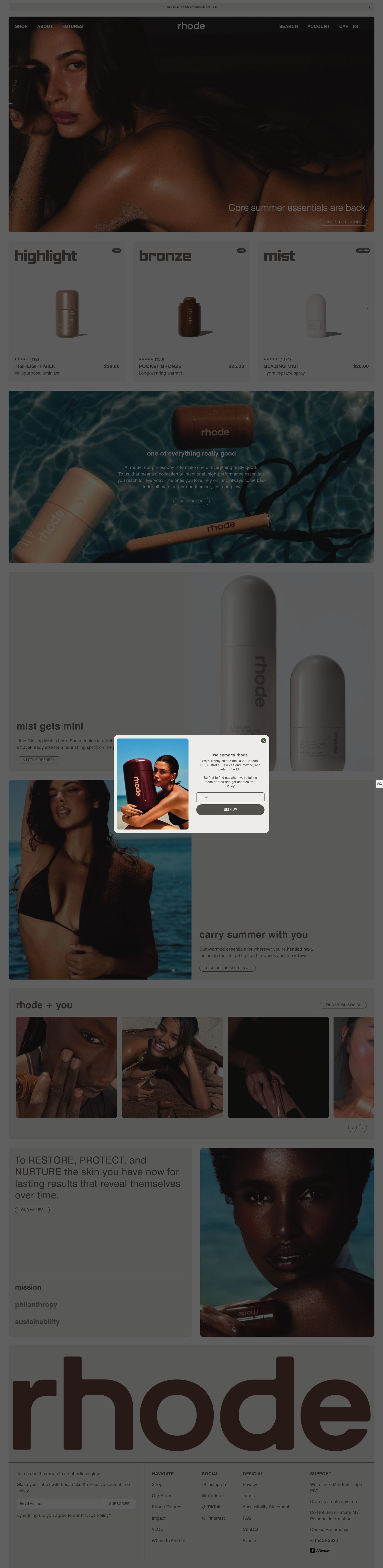 Rhode homepage screenshot