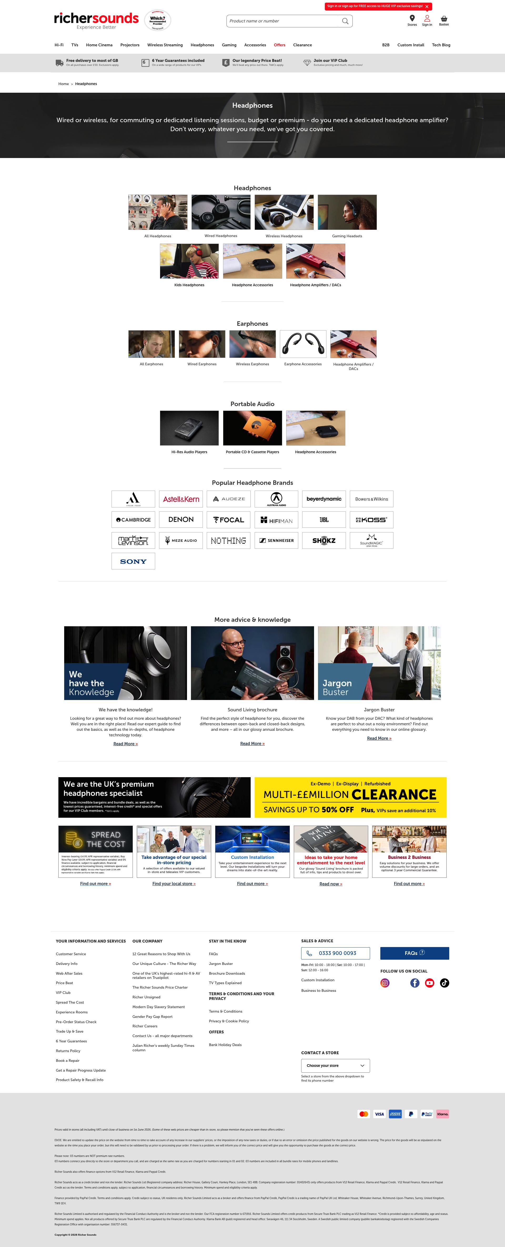 Richer Sounds homepage screenshot