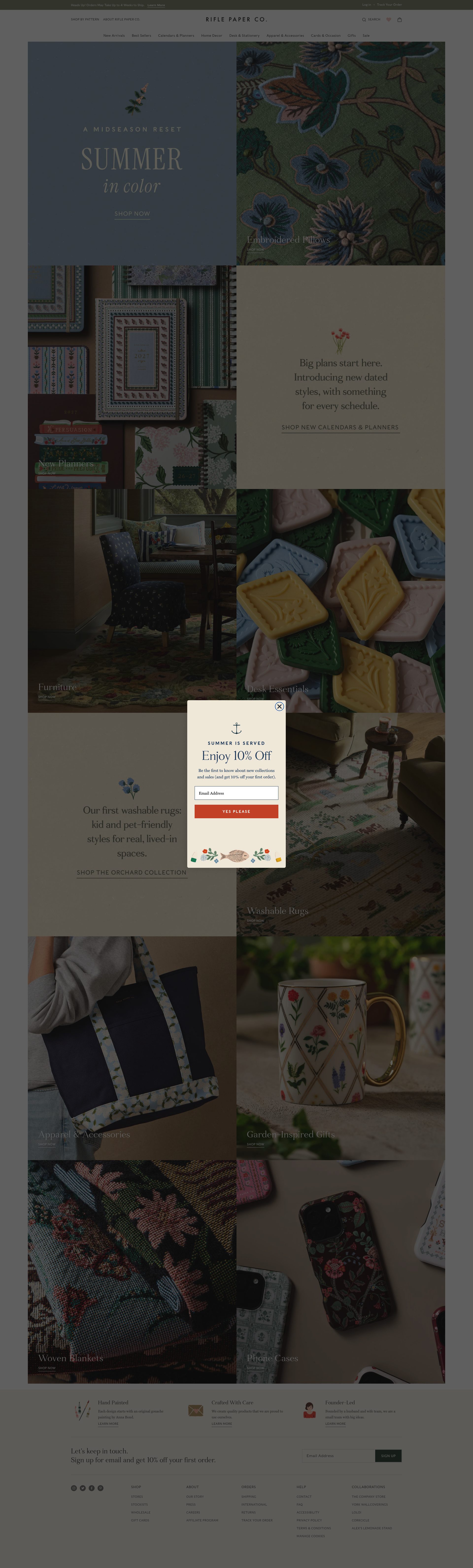 Rifle Paper Co homepage screenshot