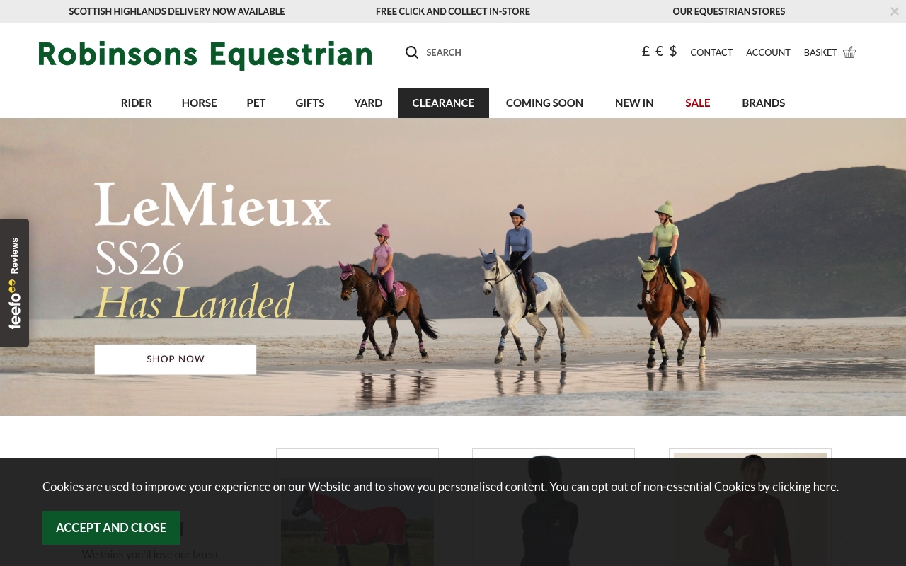 Robinsons Equestrian homepage