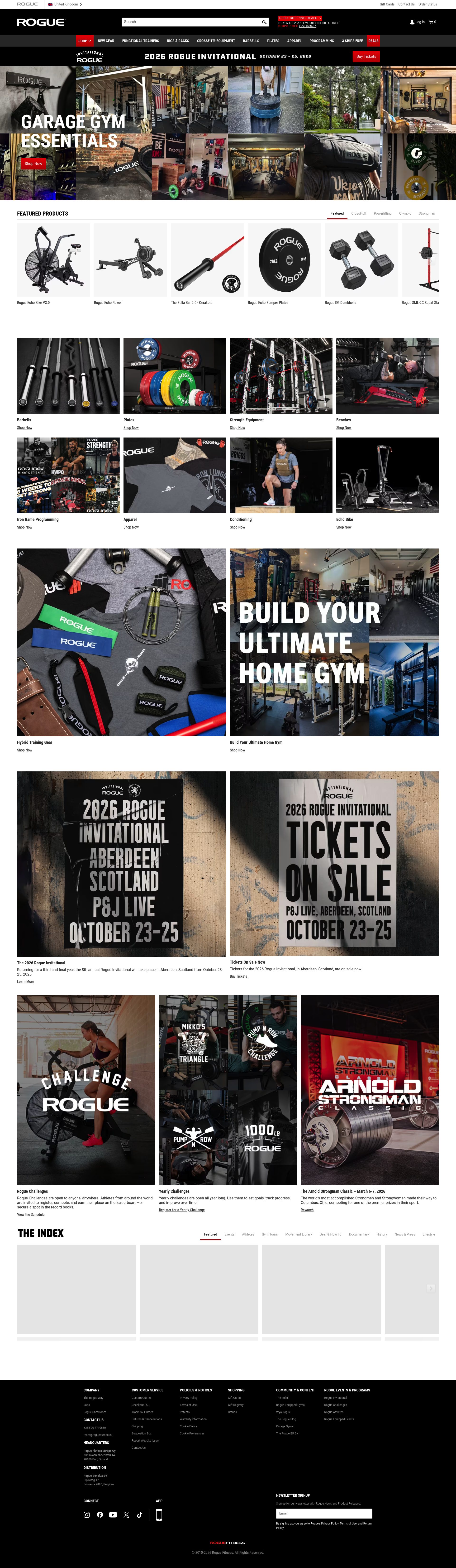 Rogue Fitness homepage