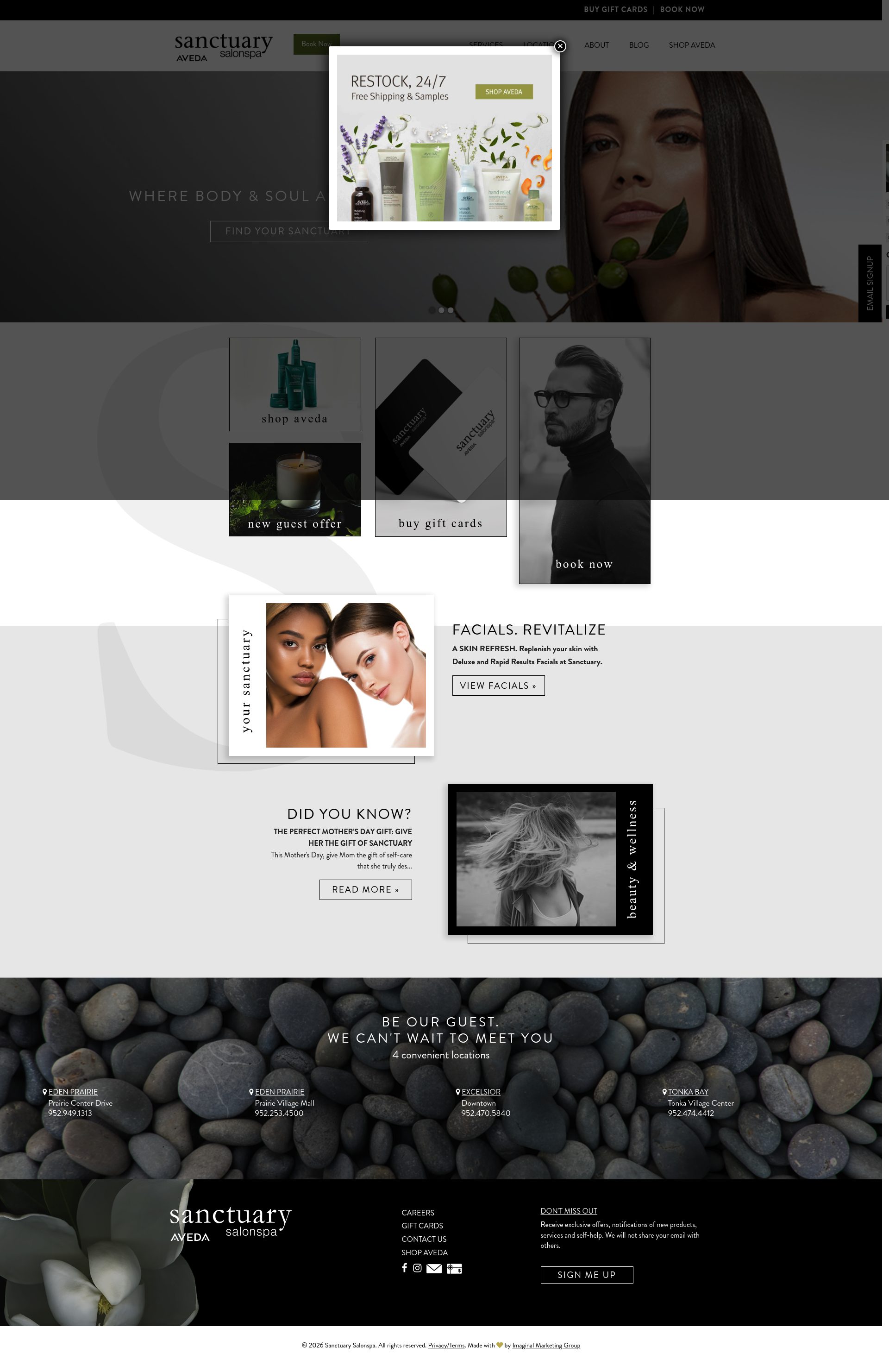 Sanctuary Spa homepage