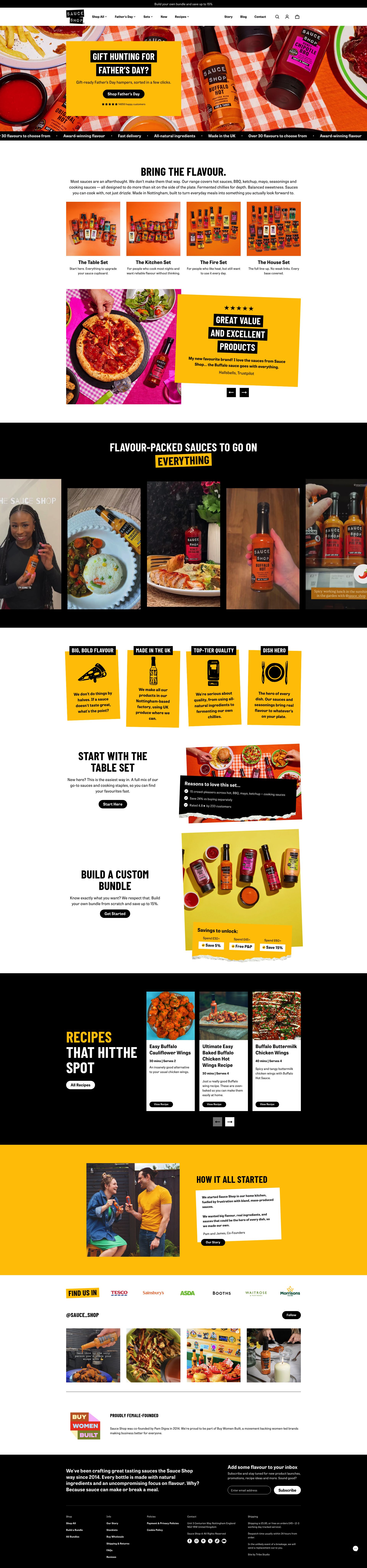 Sauce Shop homepage screenshot