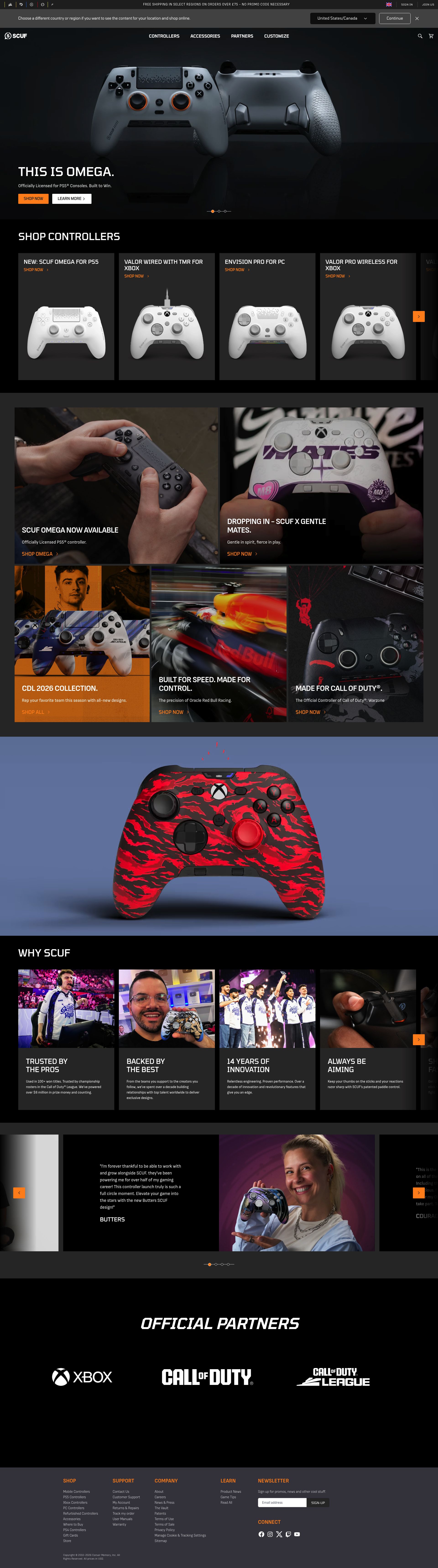 Scuf Gaming Uk homepage screenshot