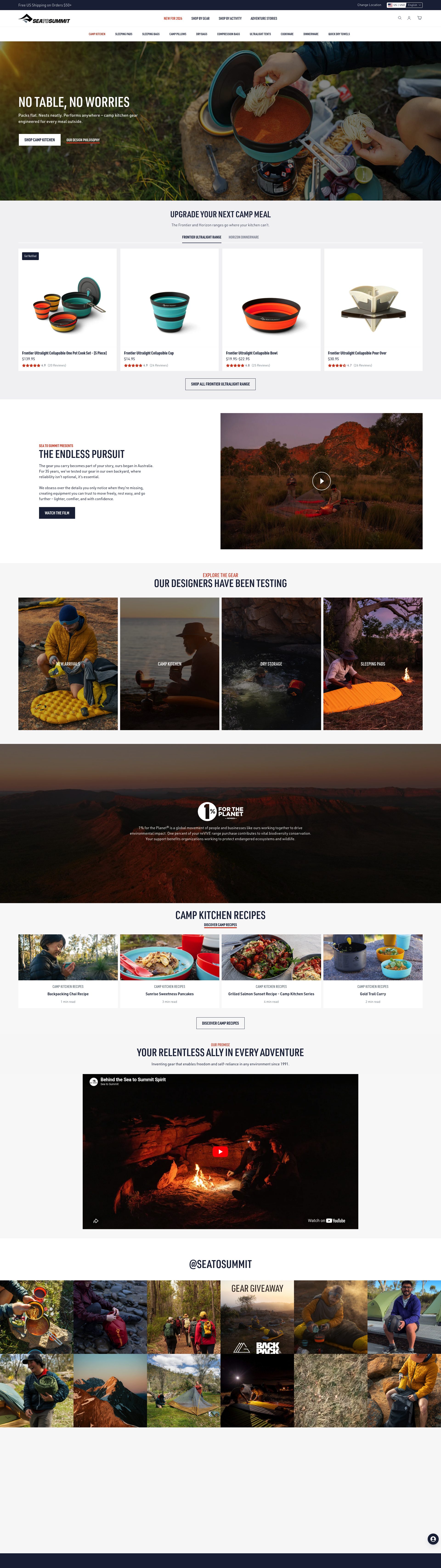Sea To Summit homepage screenshot