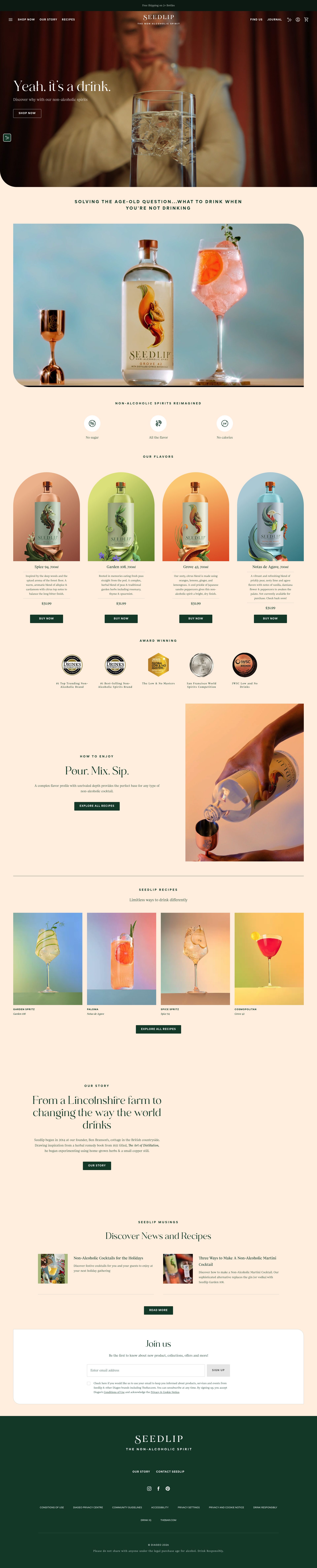 Seedlip homepage screenshot
