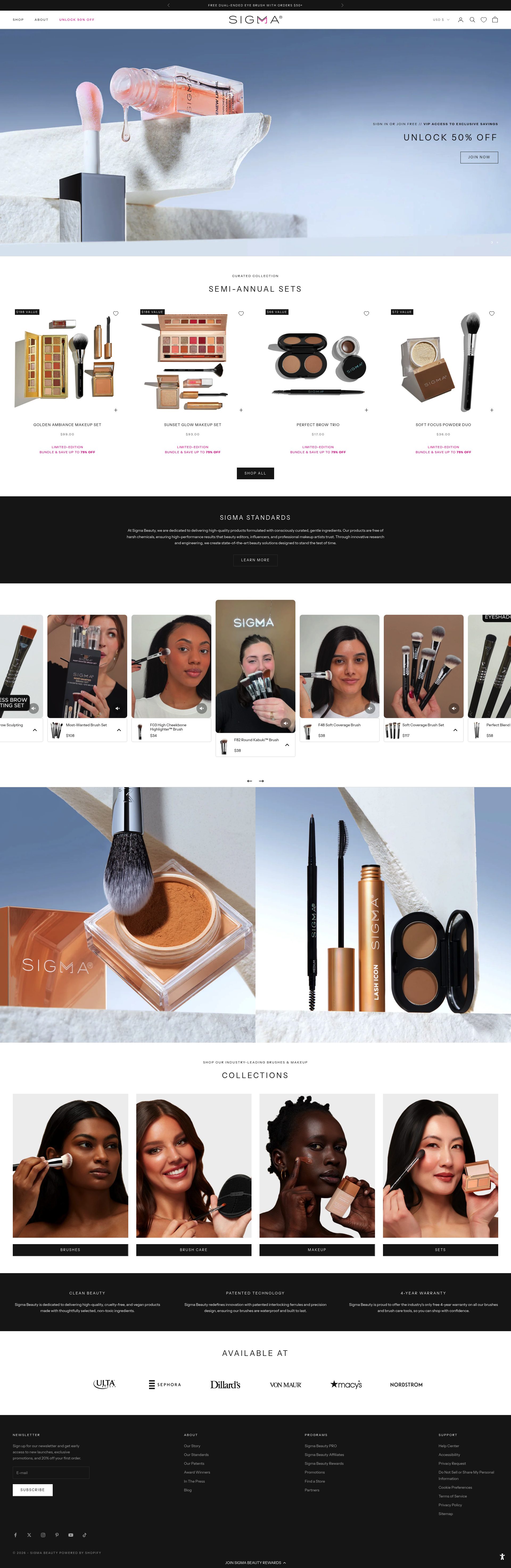 Sigma Beauty homepage