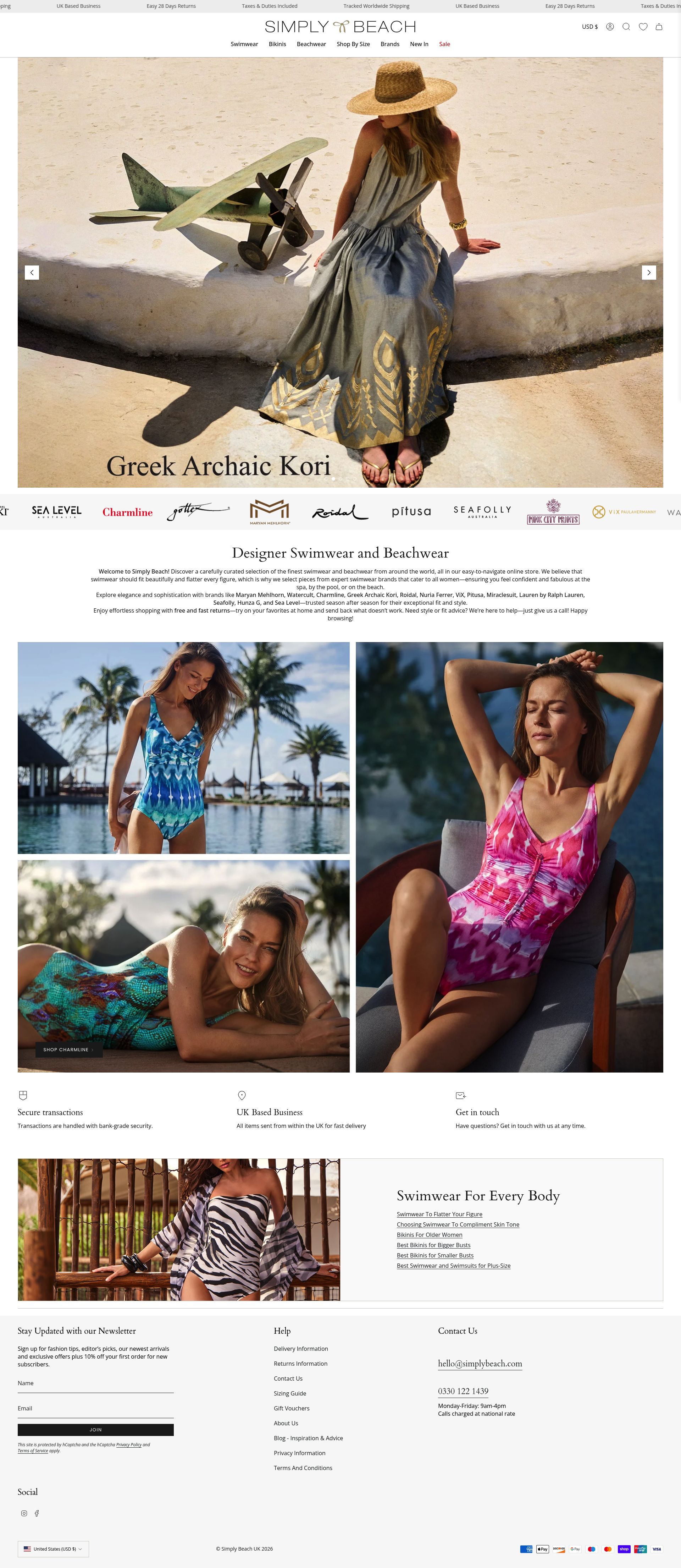 Simply Beach homepage screenshot