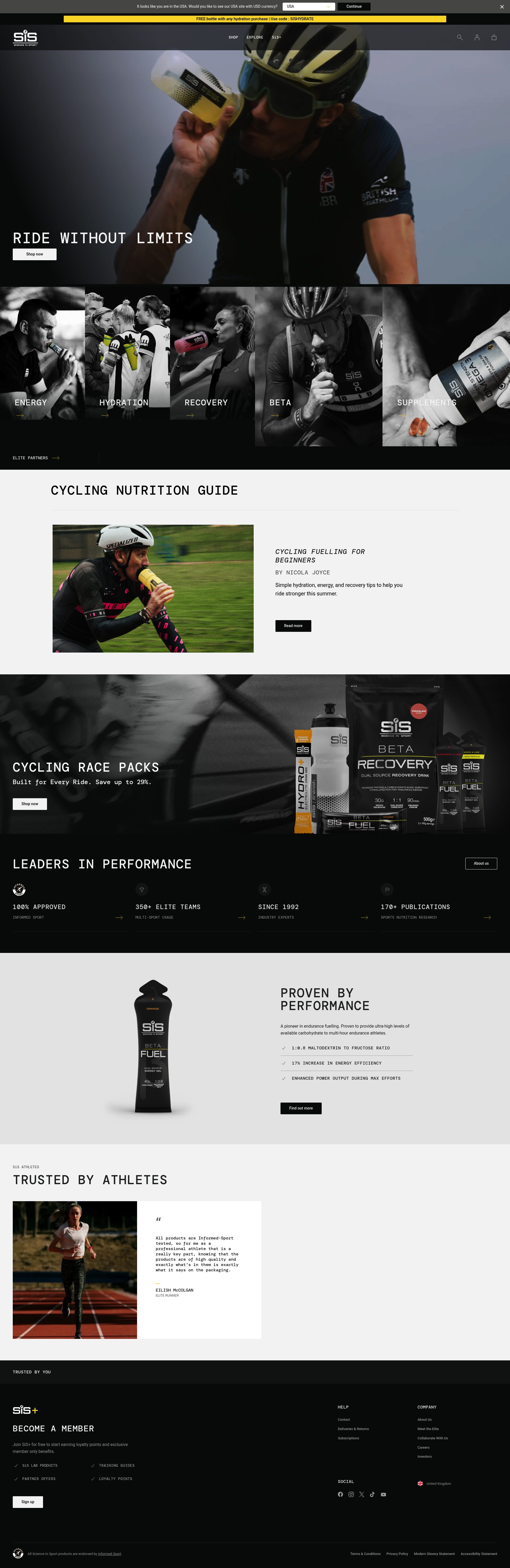 Science in Sport homepage