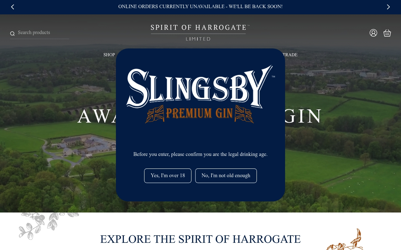 Slingsby Gin homepage