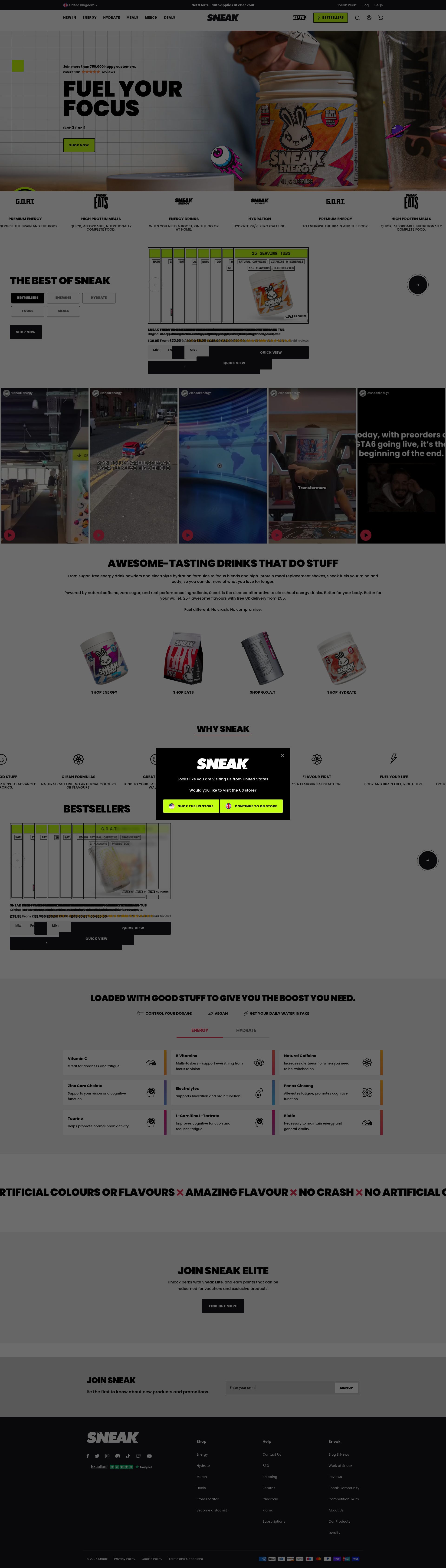 Sneak Energy homepage