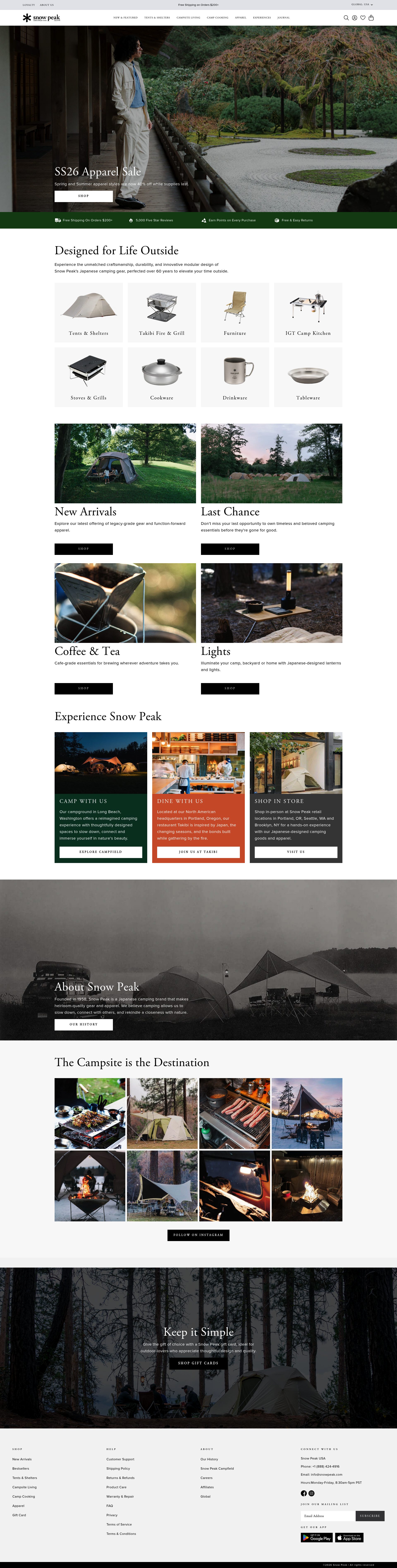 Snow Peak homepage screenshot