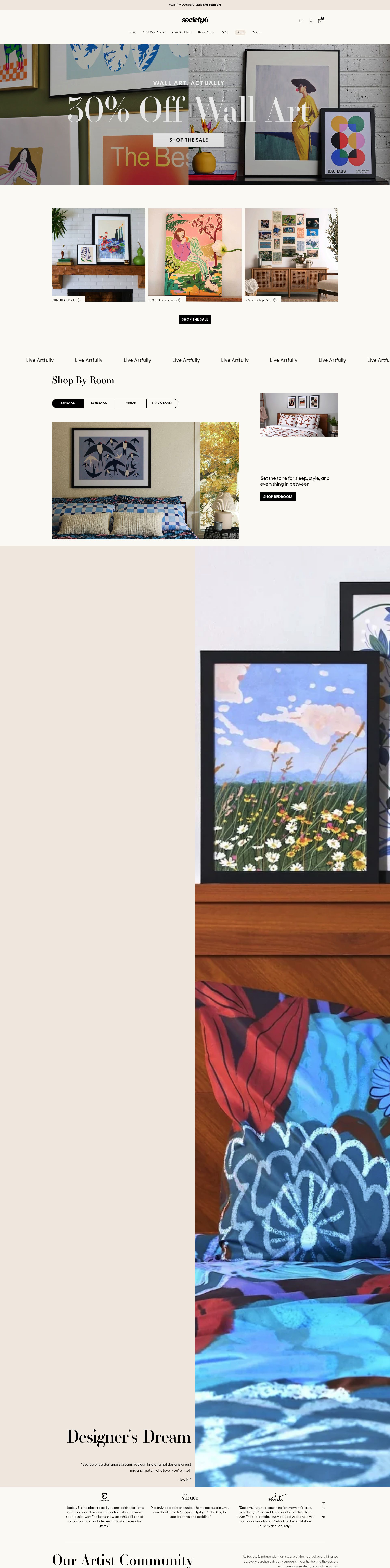 Society6 homepage screenshot