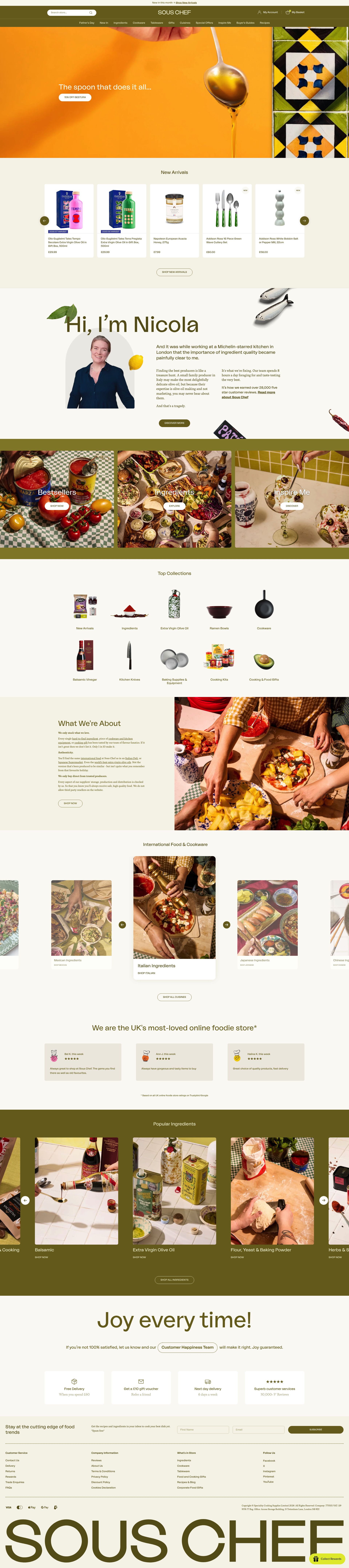 Sous Chef homepage screenshot