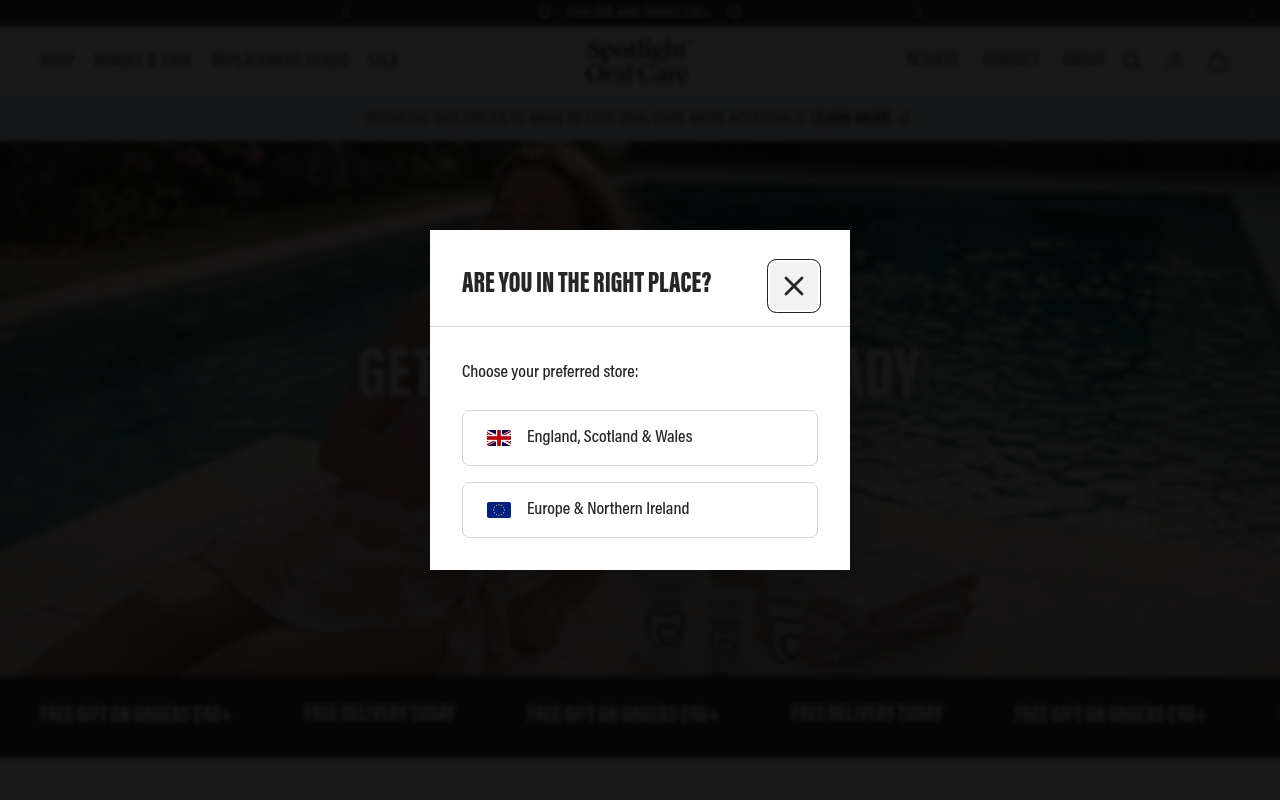 Spotlight Oral Care UK homepage