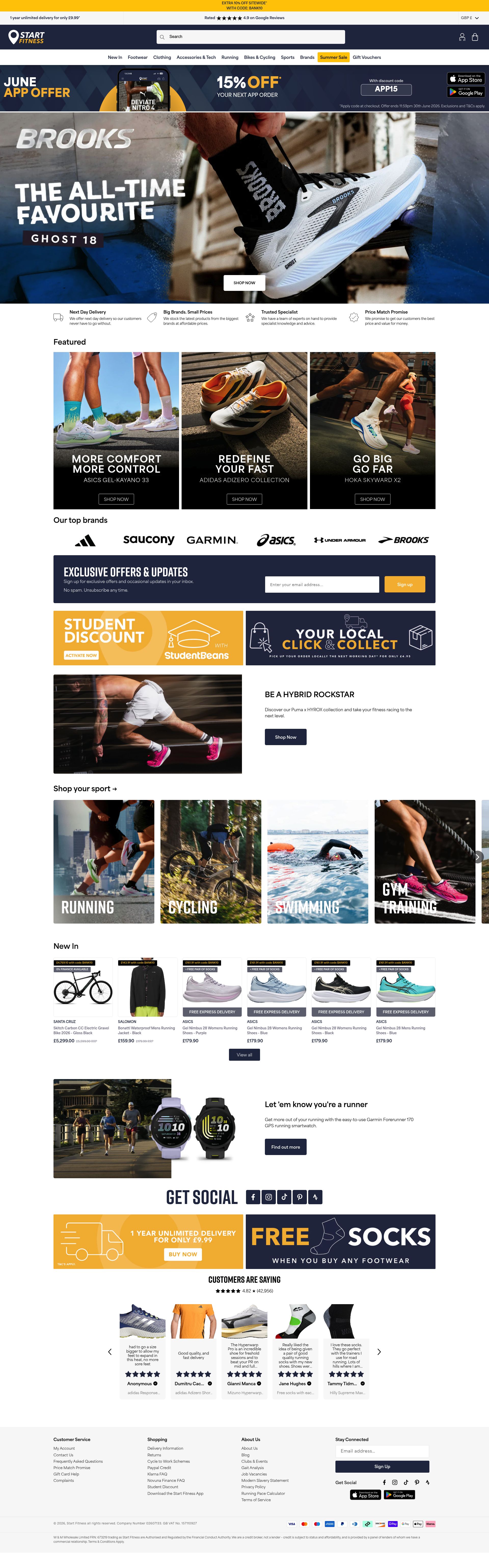 Start Fitness homepage screenshot