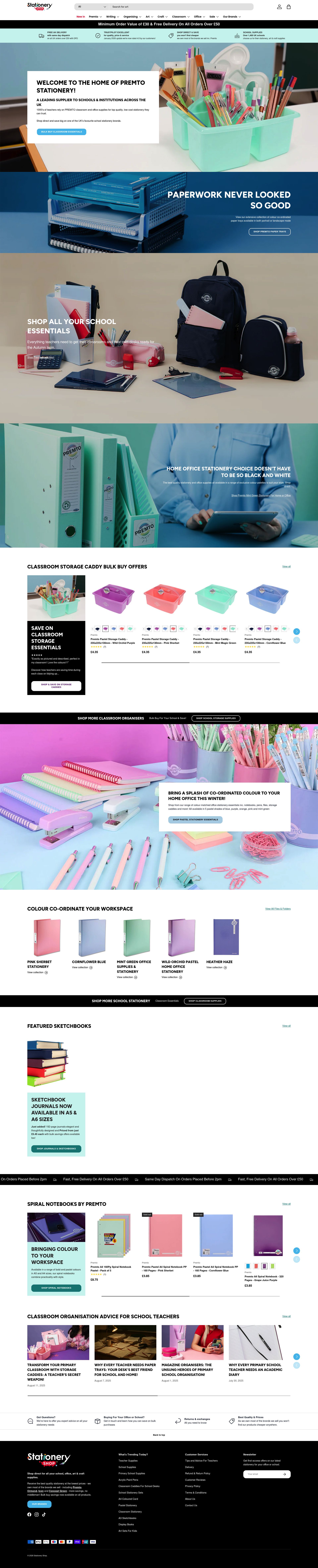 Stationery Shop homepage screenshot