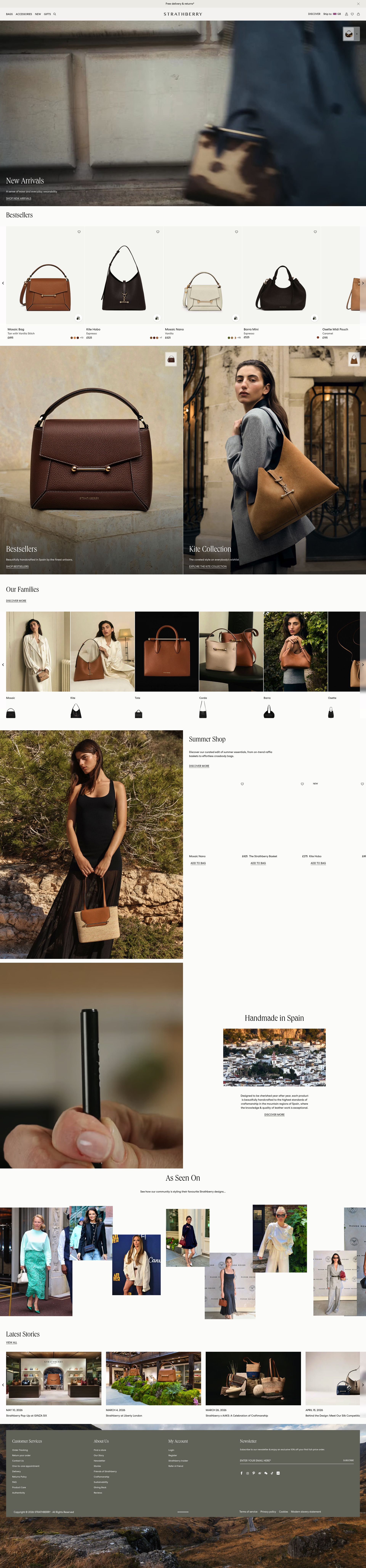 Strathberry homepage screenshot